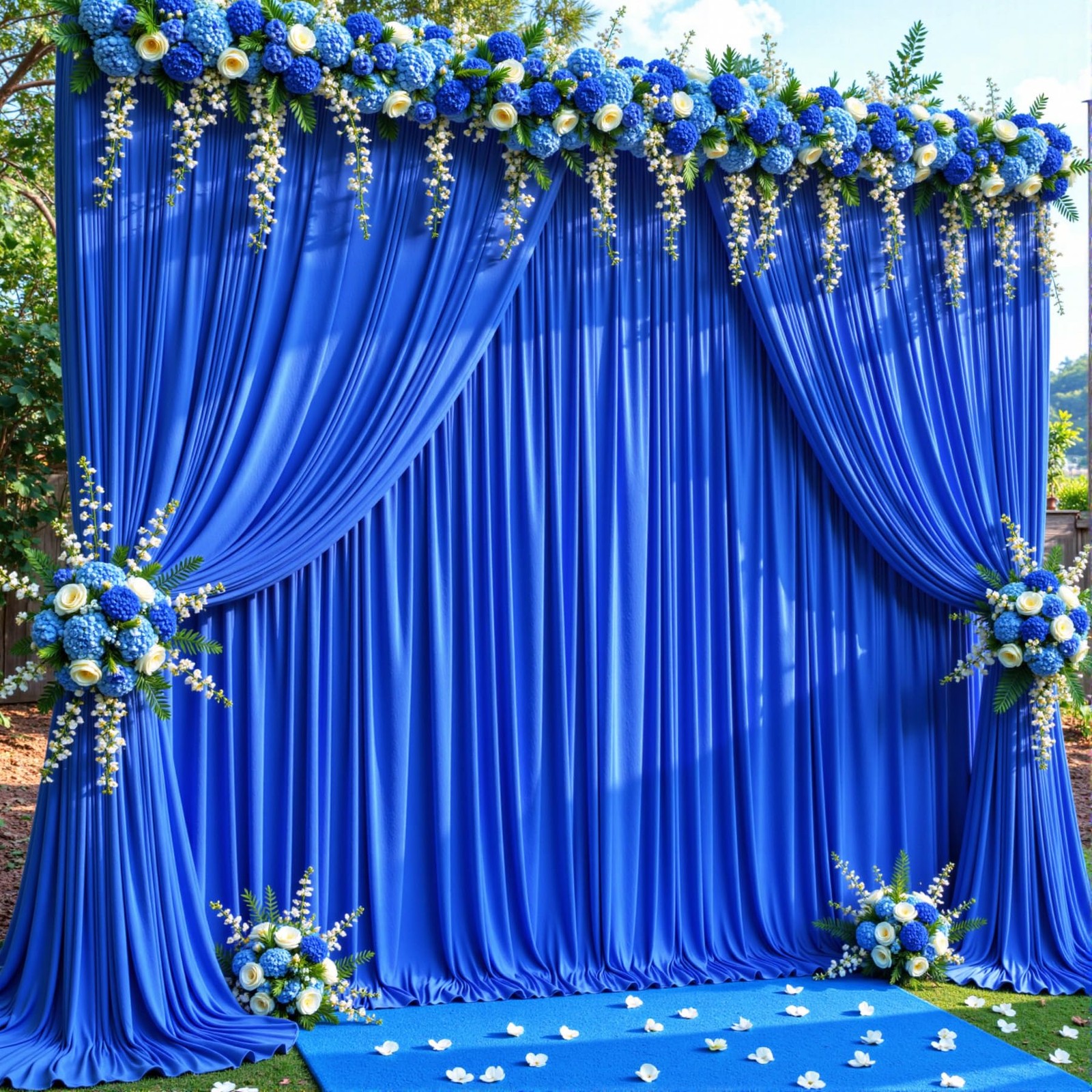 50ft x 10ft Wrinkle Free Royal Blue 5′(W) x 10′(H), 10 panels,