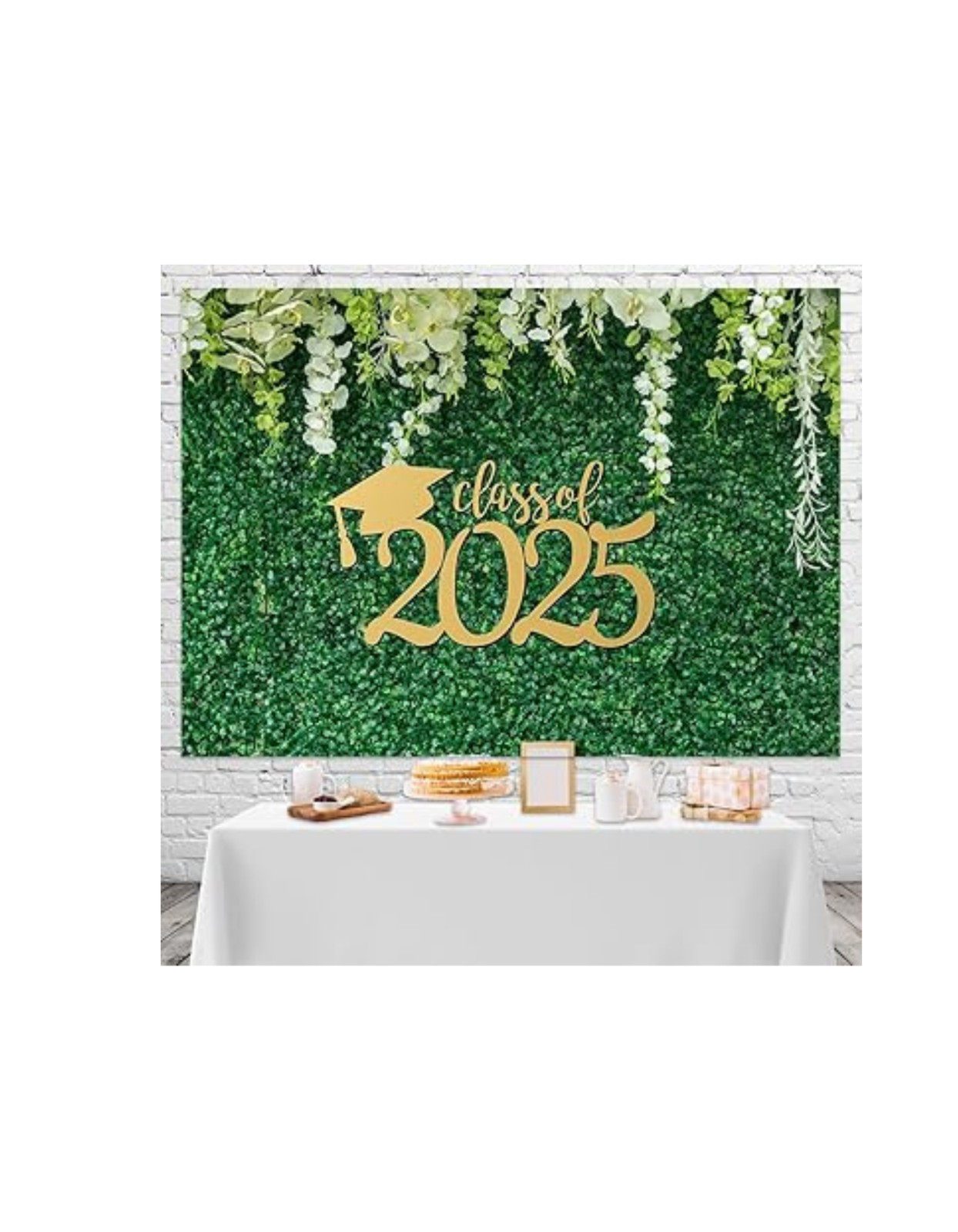 Mocsicka Class 2025 Graduation Reunion Backdrop Green Leaves Party Decor PROPS