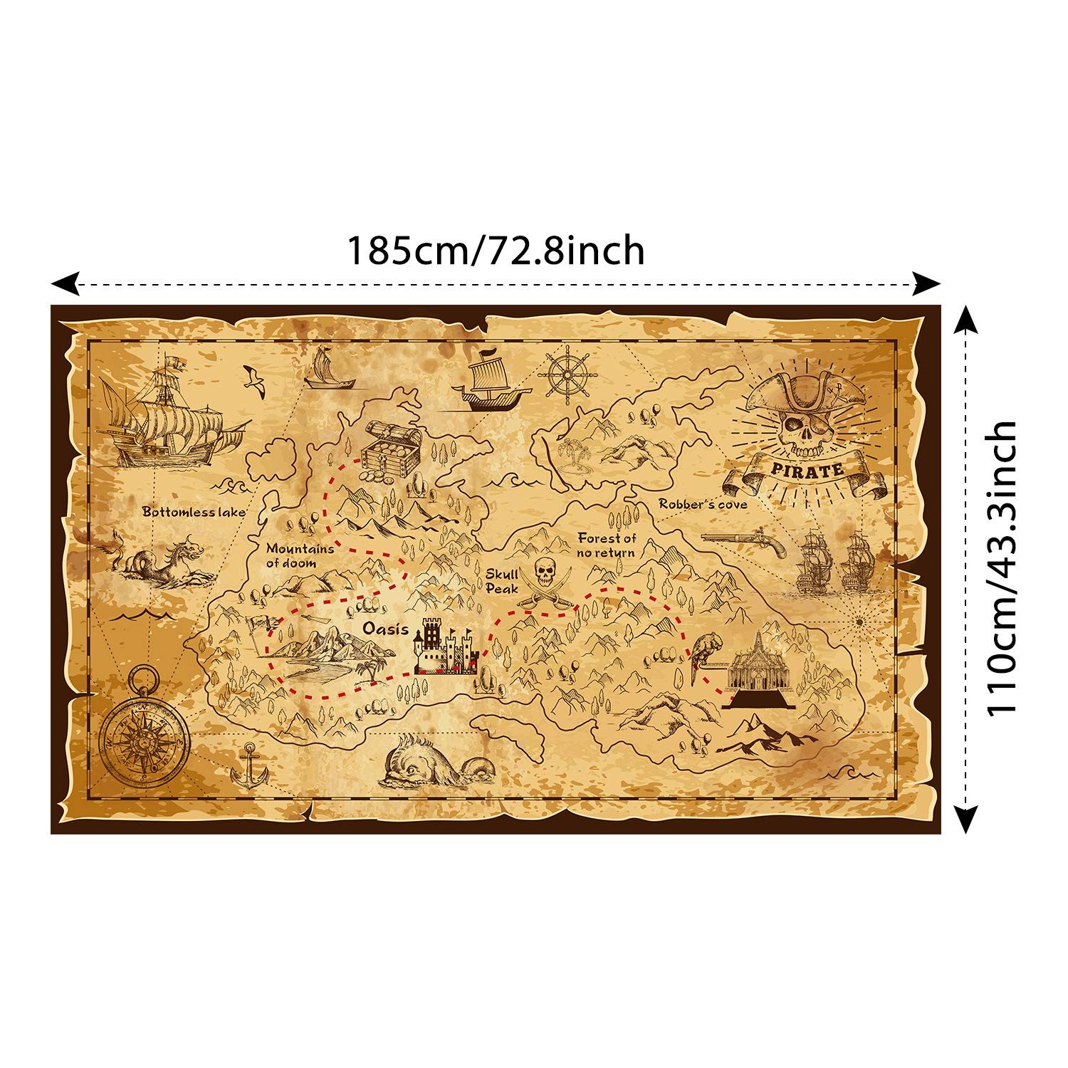 Halloween Pirate Treasure Map Backdrop Pirate Theme Background Jewelry Map Banne