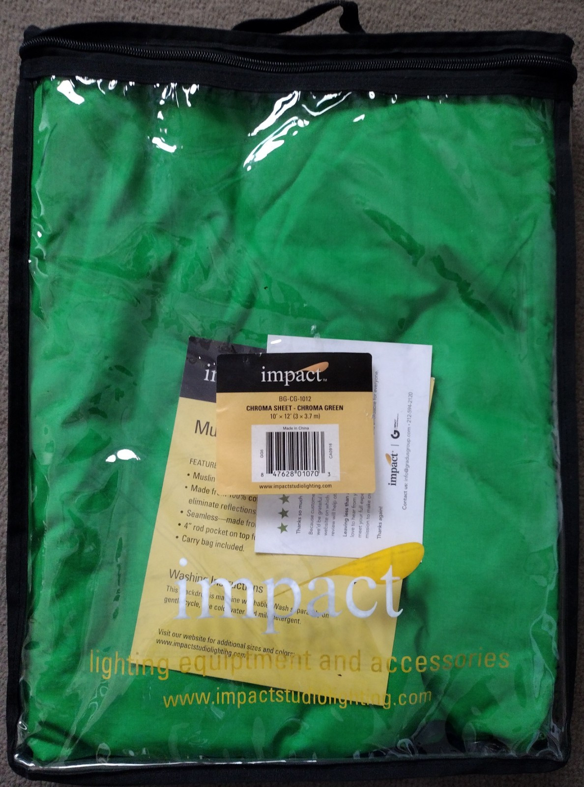 NEW: Impact Background Sheet 10’ x 12′ Chroma Green Photography Video