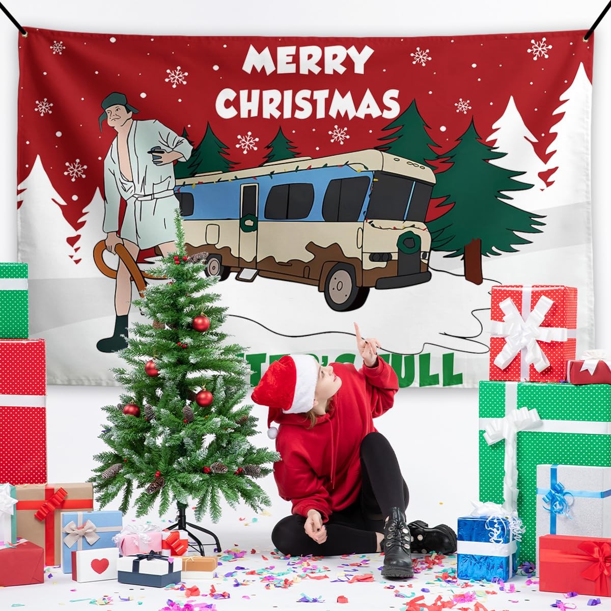 Griswold Family Cousin Eddie Christmas Banner – Funny Xmas Decor for Home Party