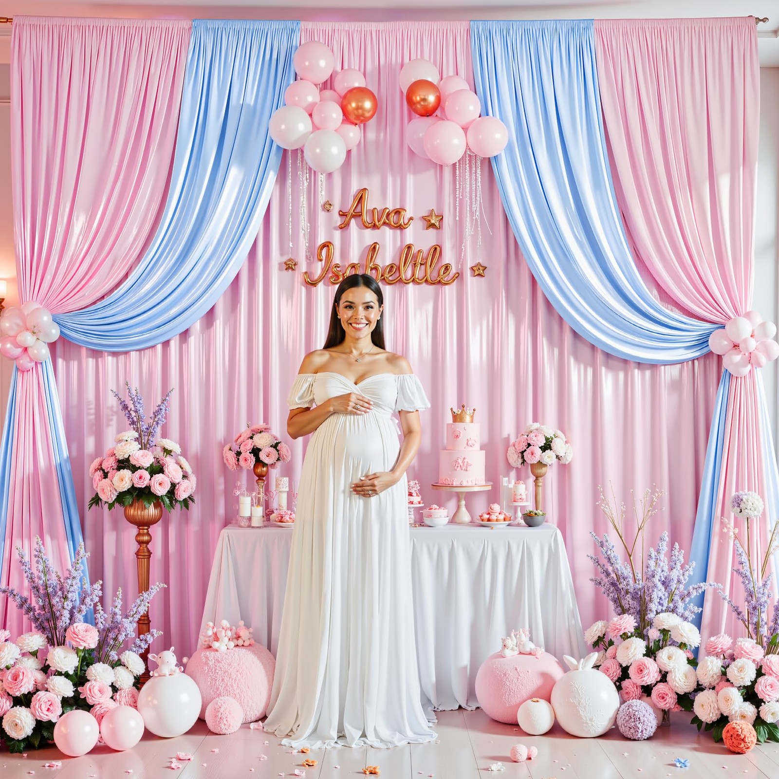 40x10ft Pink Glitter Backdrop Curtain for Parties, W5 x H10′(8 Panels),