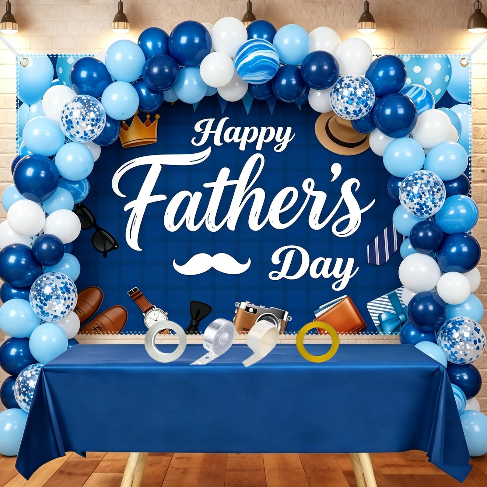 55PCS Fathers Day Paryt Kit – 6x4FT Happy Fathers Day Banner with 50 Balloons…