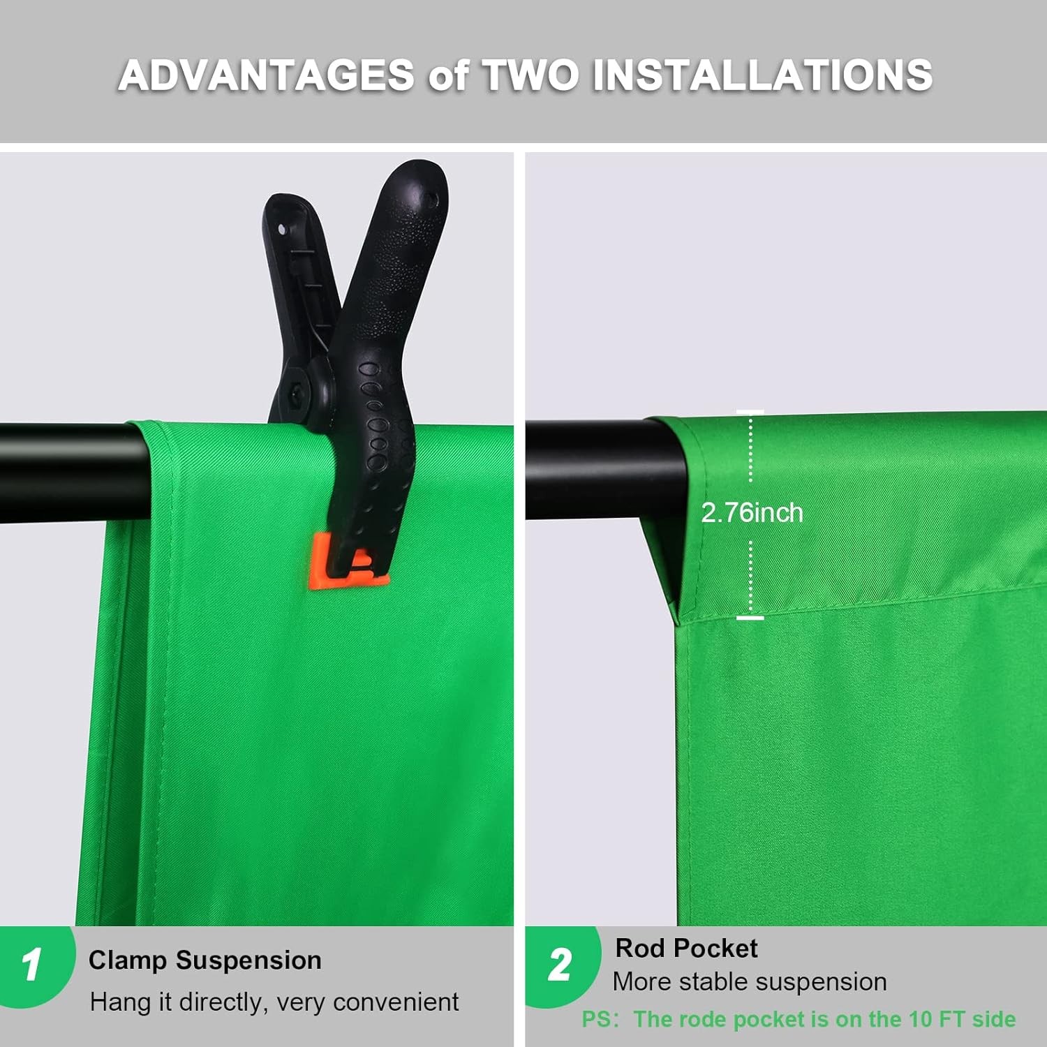 Aimosen 12 X 10 FT Large Green Screen Backdrop for 10 X 12 FT,