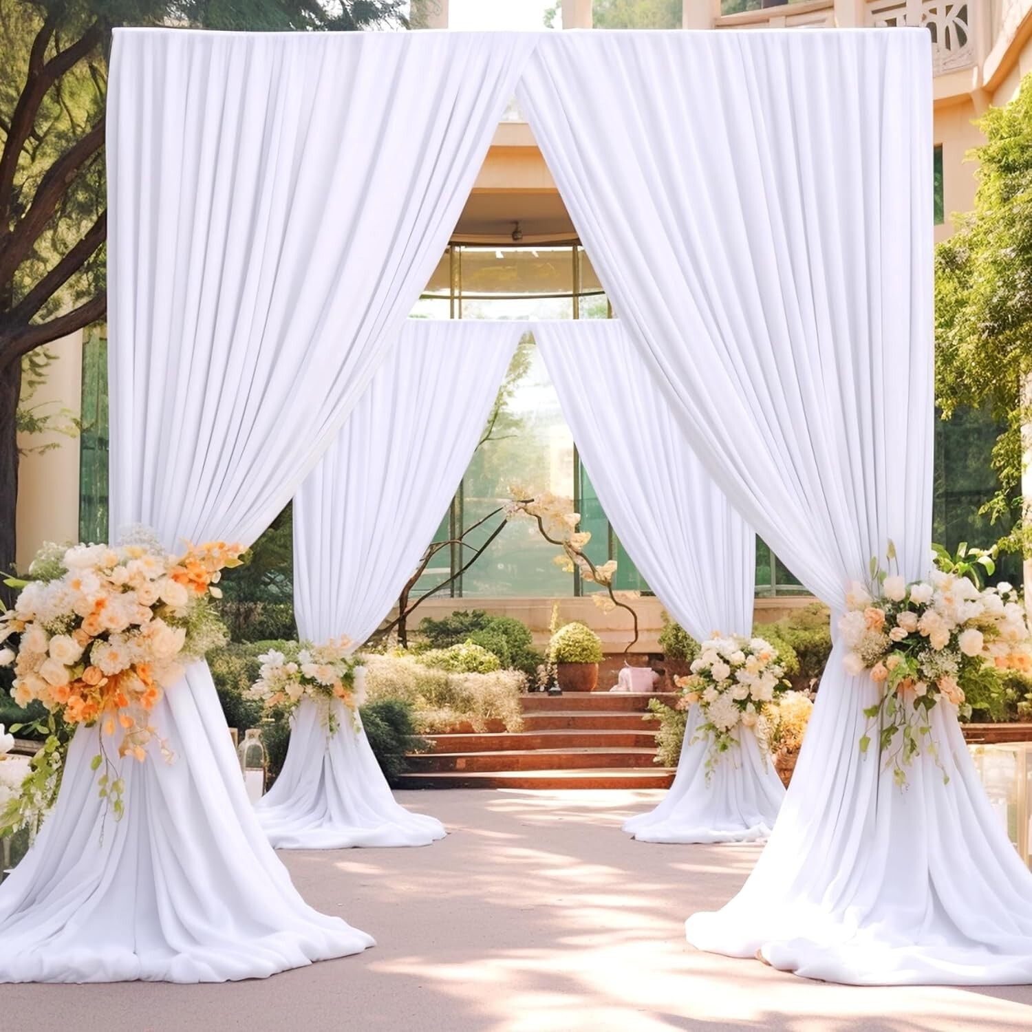 10ft x 7ft White Backdrop Curtain for Parties Wedding White Wrinkle Free Back…