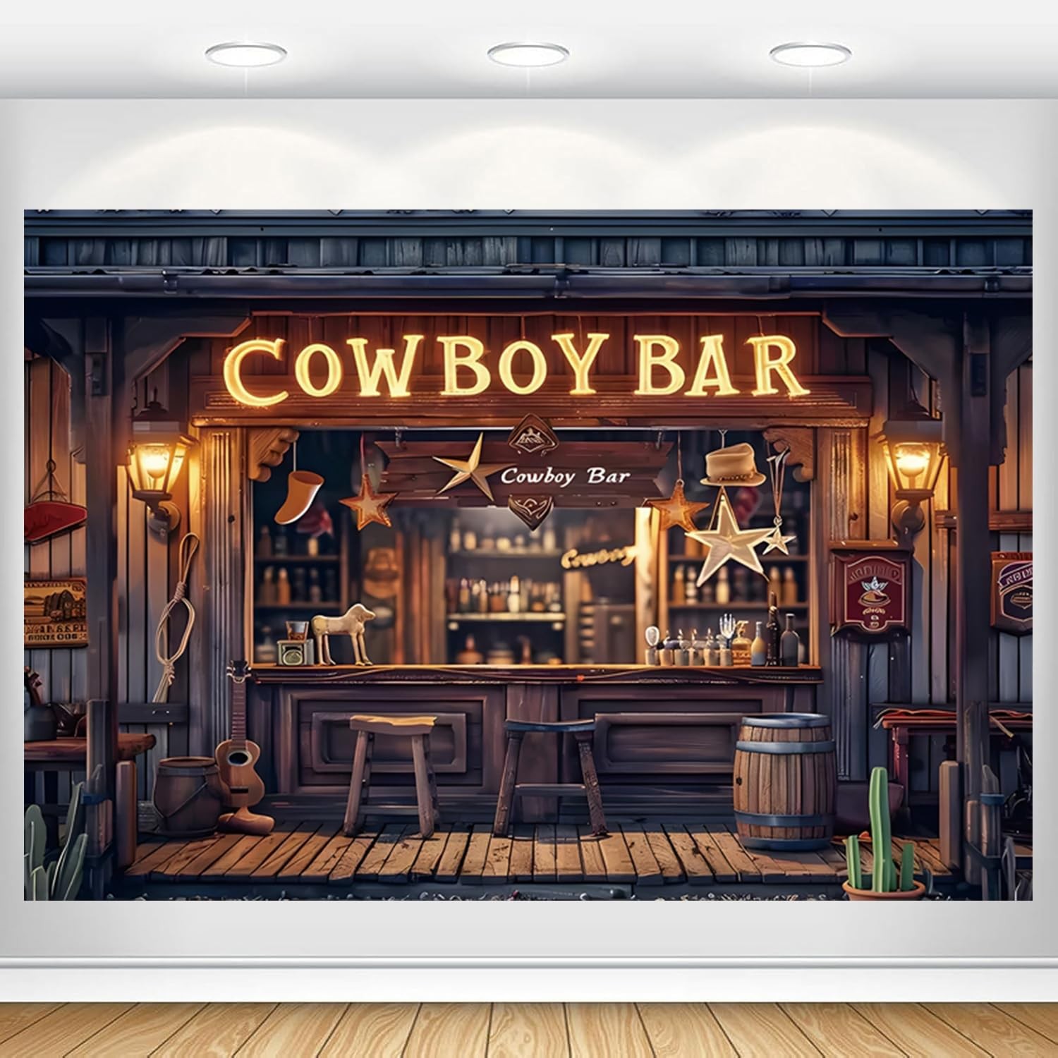 Western Backdrop 7x5ft Cowboy Themed Party Decorations Wild West Banner Saloo…