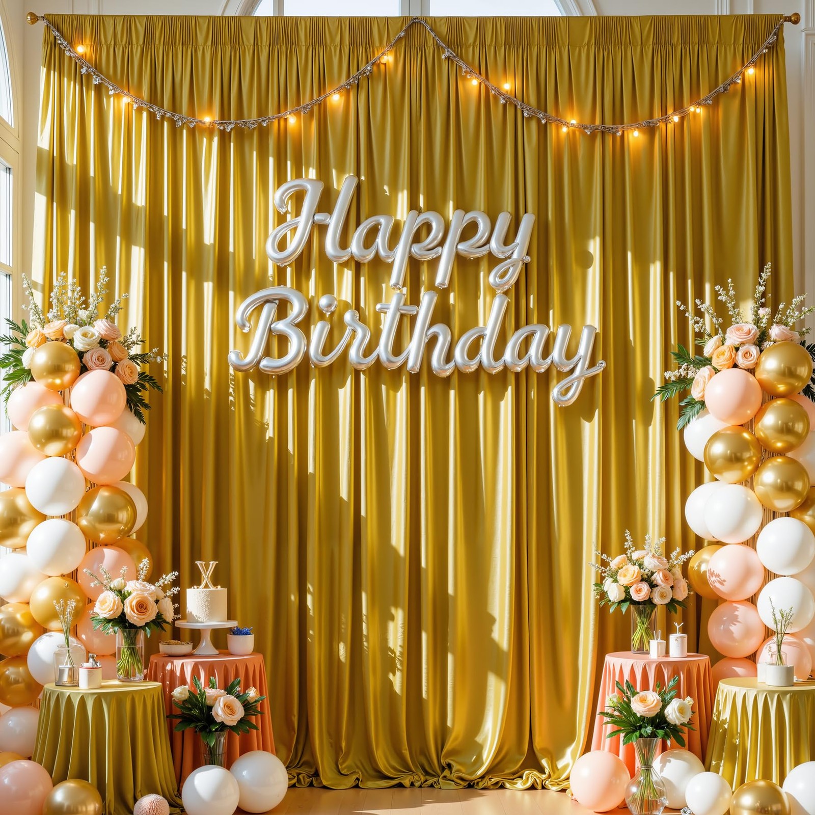 40x10ft Dark Gold Glitter Backdrop Curtain for W5 x H10′(8 Panels),