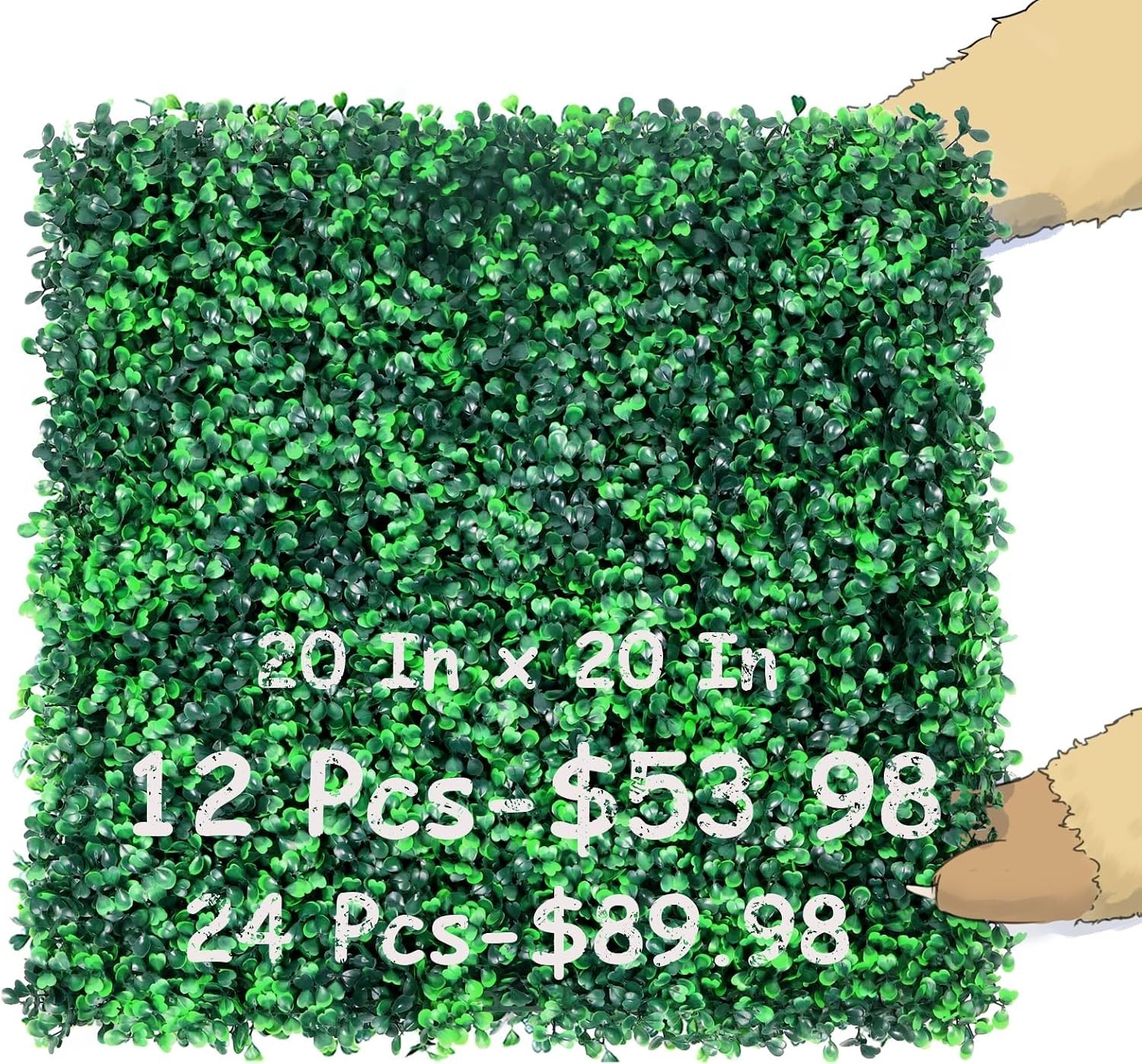 Durable 20″ Boxwood Panels – 12 Pcs Eco-Friendly UV Protected Grass Wall