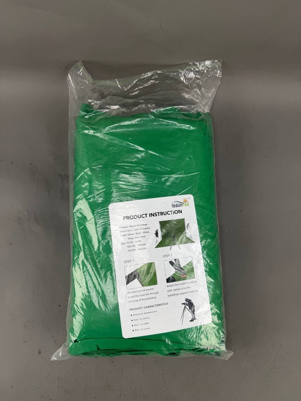 ISSUNTEX 10X24 ft Green Background Muslin Backdrop