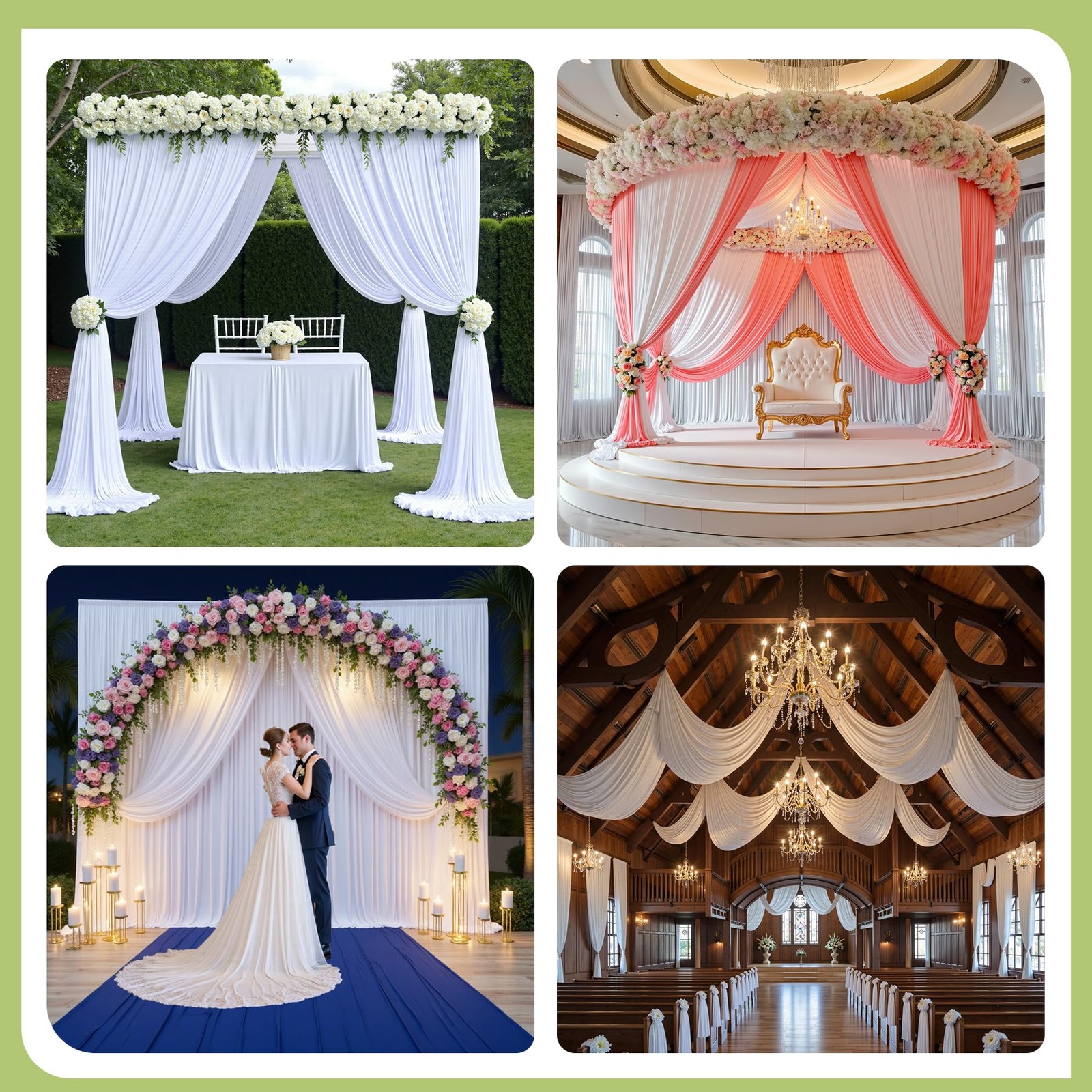 10ft×12ft White Backdrop Curtain for Wedding Parties, 2 Panels Wrinkle Free P…