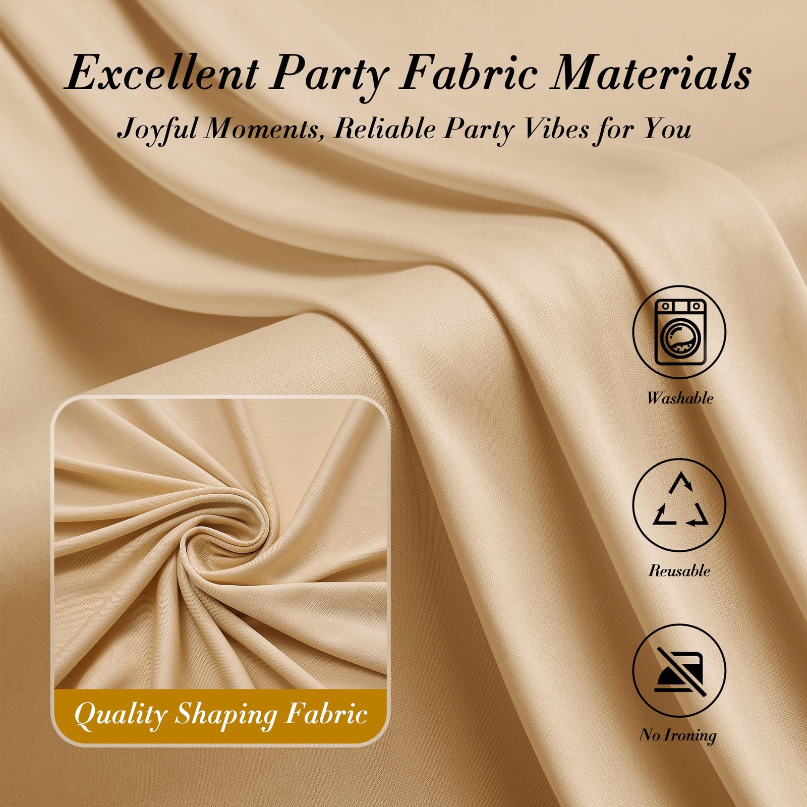 50 ft x 10 Wrinkle Free Champagne 5′(W) x 10′(H), 10 panels,