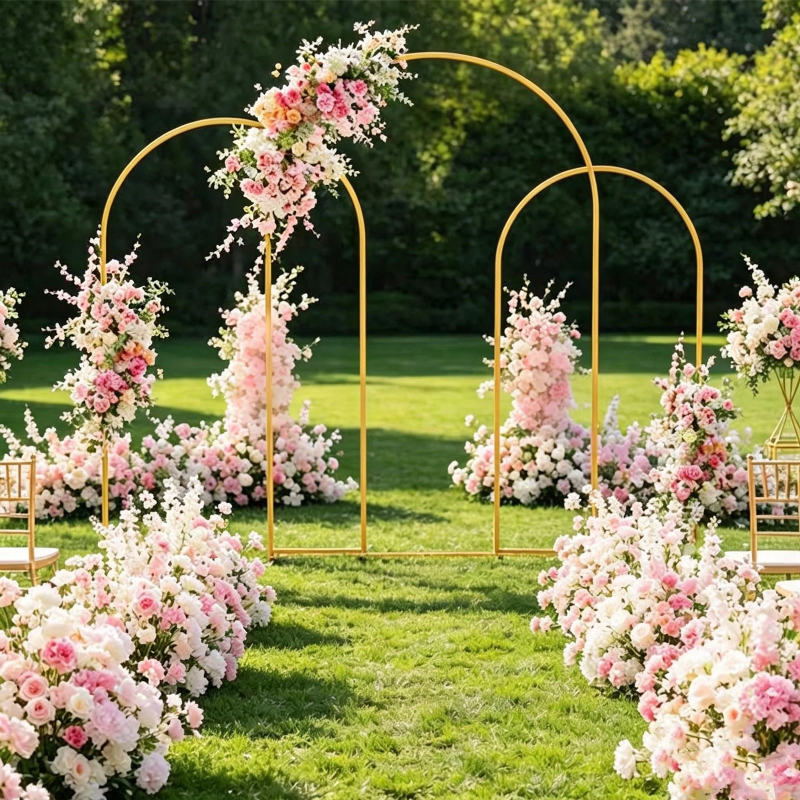 Arch Backdrop Stand and Cover Set (7.2ft,6.6ft,6ft) Metal Arch Frame Stand Go…
