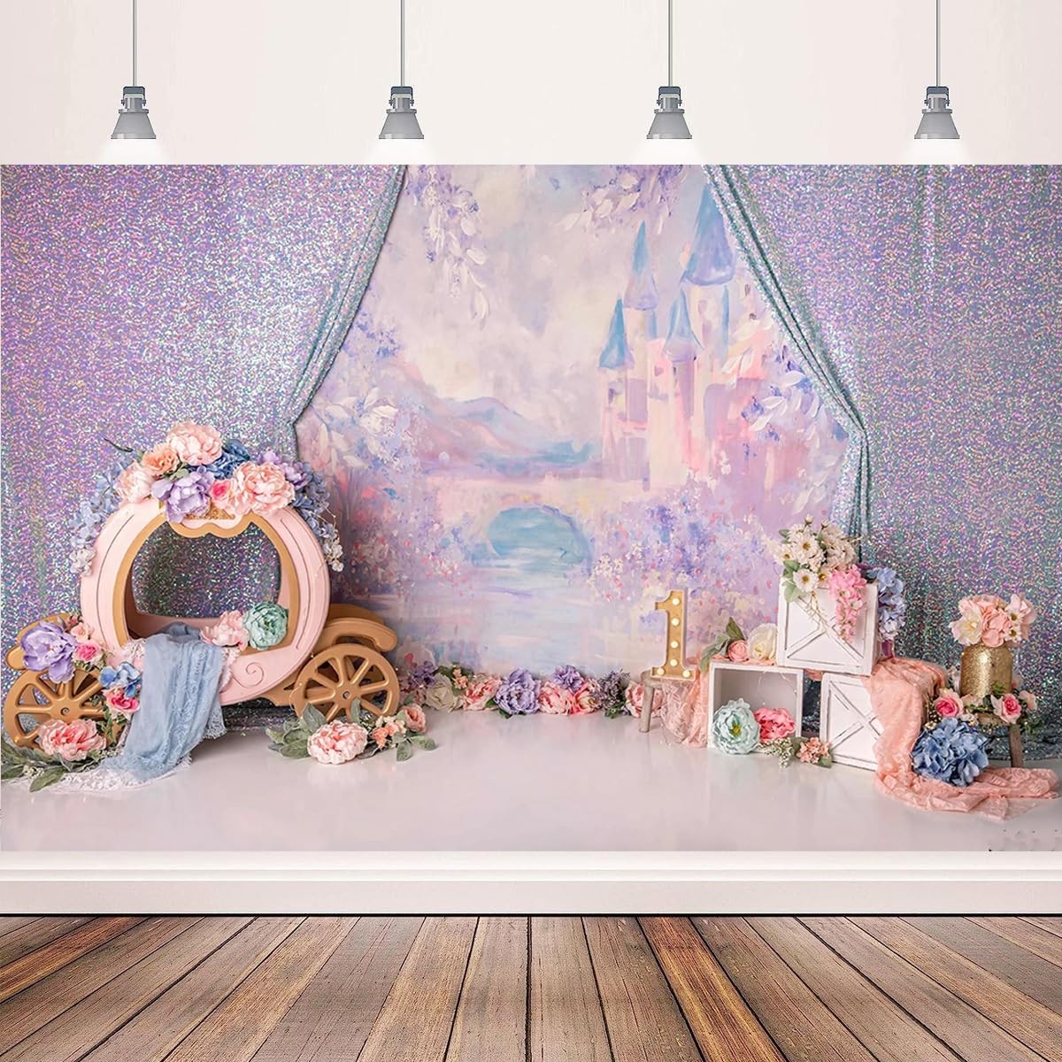 Vinyl Pumpkin Carriage Princess Girl Birthday Party Photography 7X5FT, Red