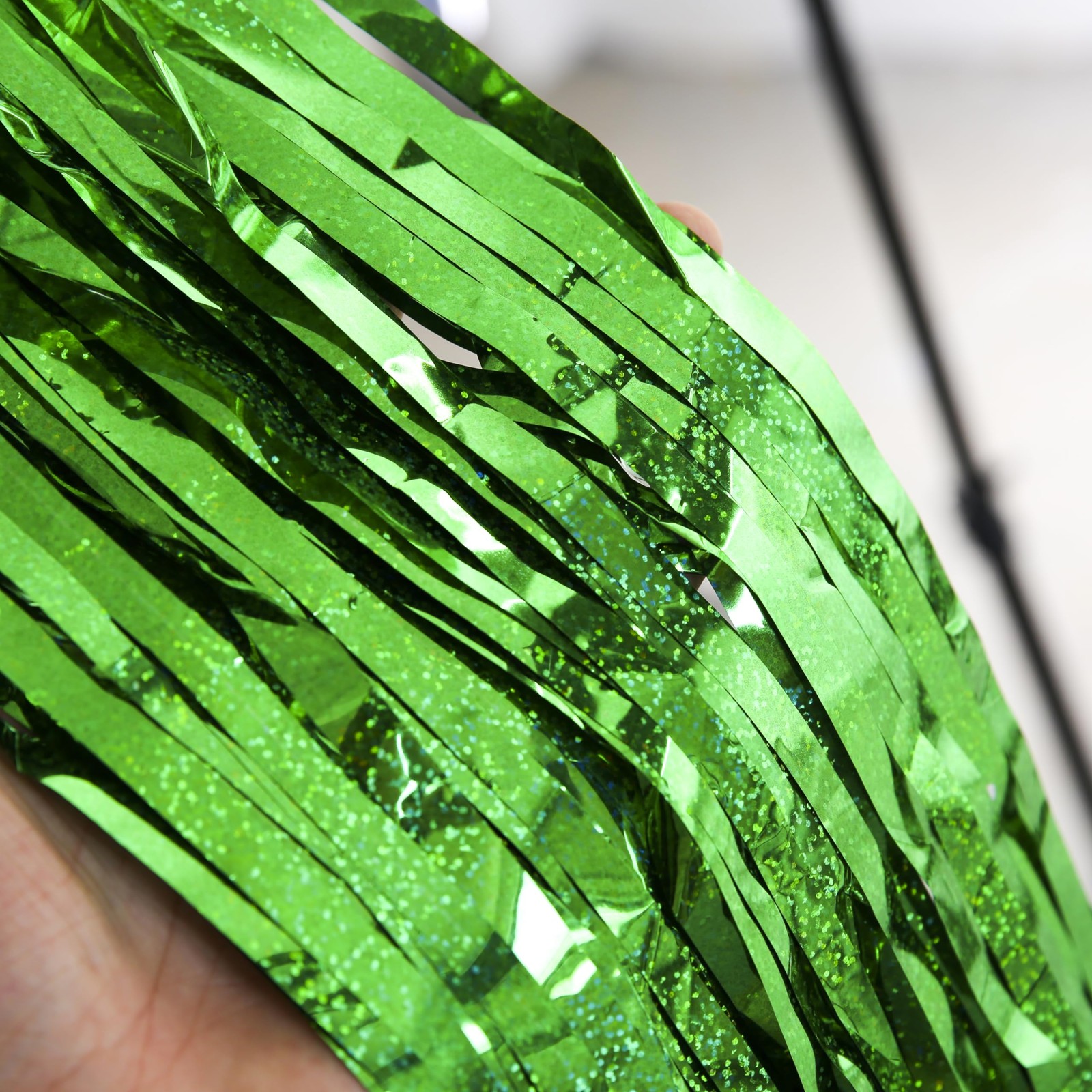 2 PCS 3.3×8.2 Ft Green Foil Fringe Curtains Birthday Party Streamers Backdrop