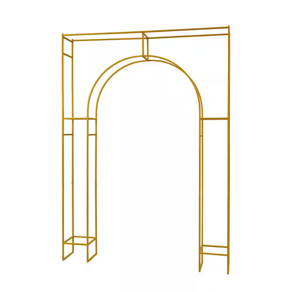 98.4 In. X 70.8 In. Gold Metal Wedding Arch Backdrop Stand Background Decoration
