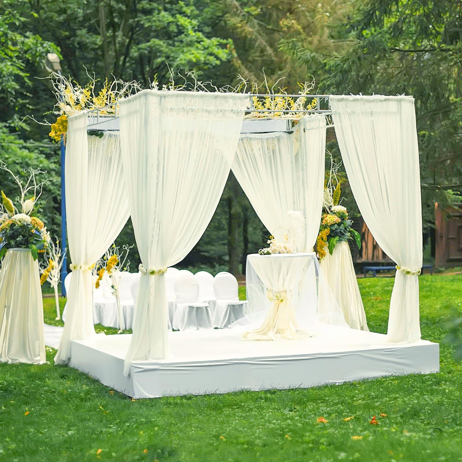 10x7ft Ivory Chiffon Backdrop Curtains WrinkleFree Photo Drapes Wedding 2 Panel