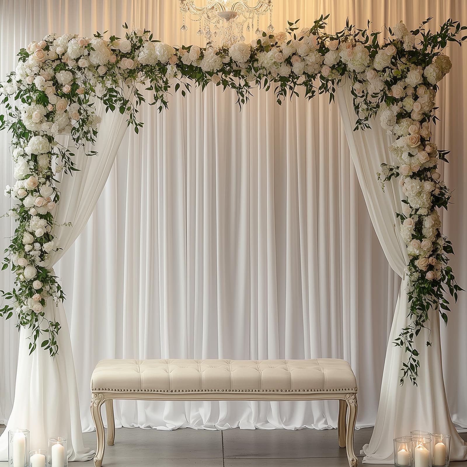 10x10FT White Backdrop Curtain for Wedding 5ft X 10ft (2 Panels),