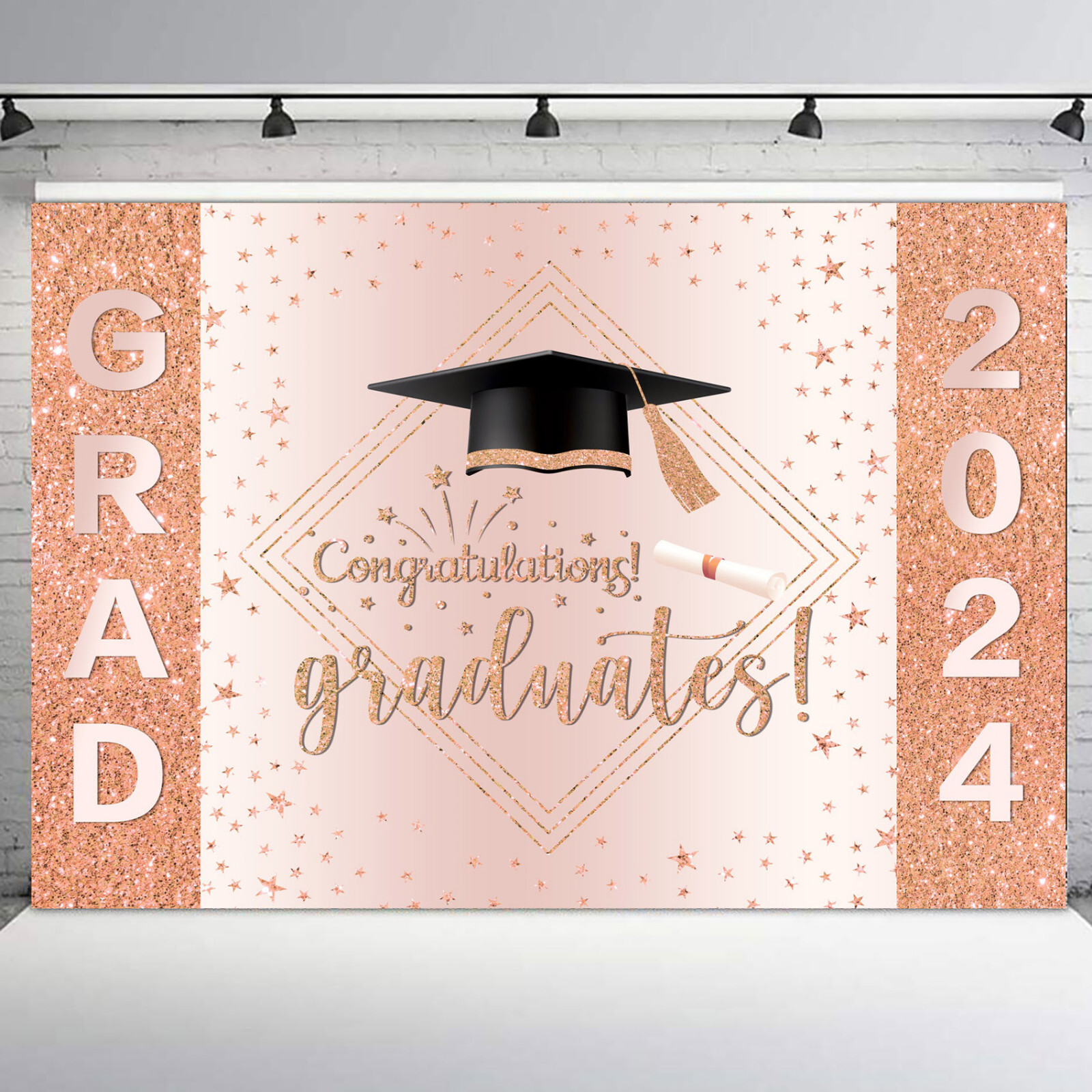 10x8ft Green Eucalyptus 2024 Graduation Party Vinyl Backdrop Photo Background