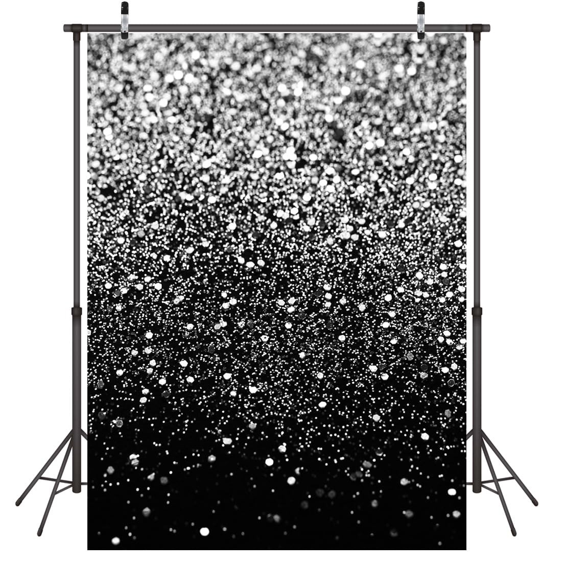 Black Silver Glitter Photo Backdrop 5x7FT Wedding Birthday Party Props FW18