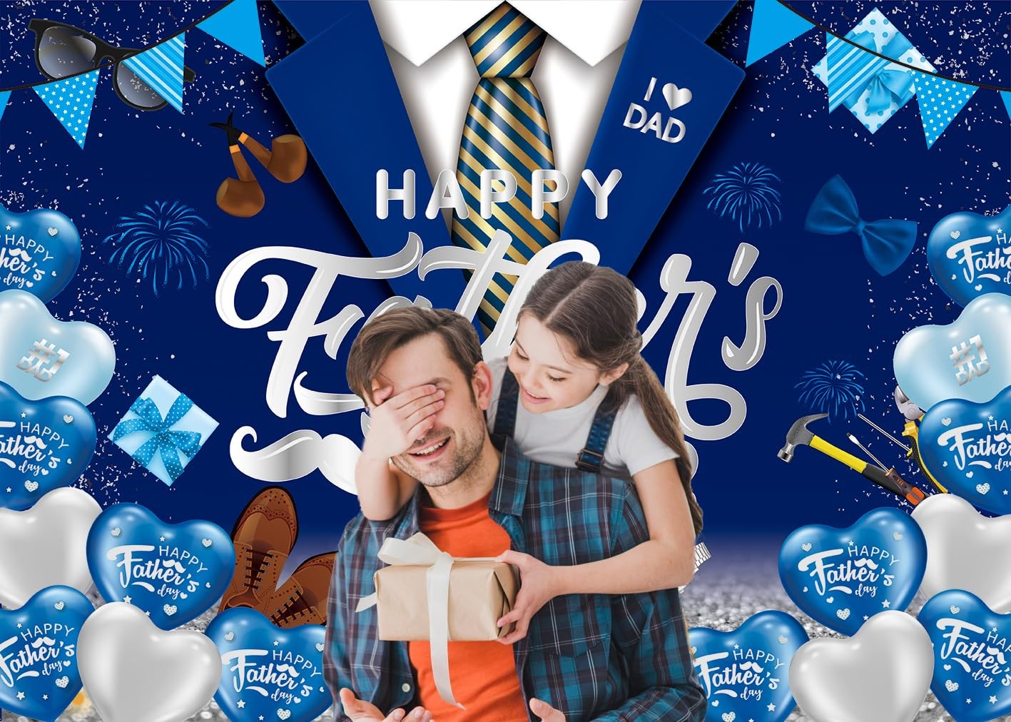 Happy Father’s Day Backdrop Decorations Indoor Outdoor Banner for Photography