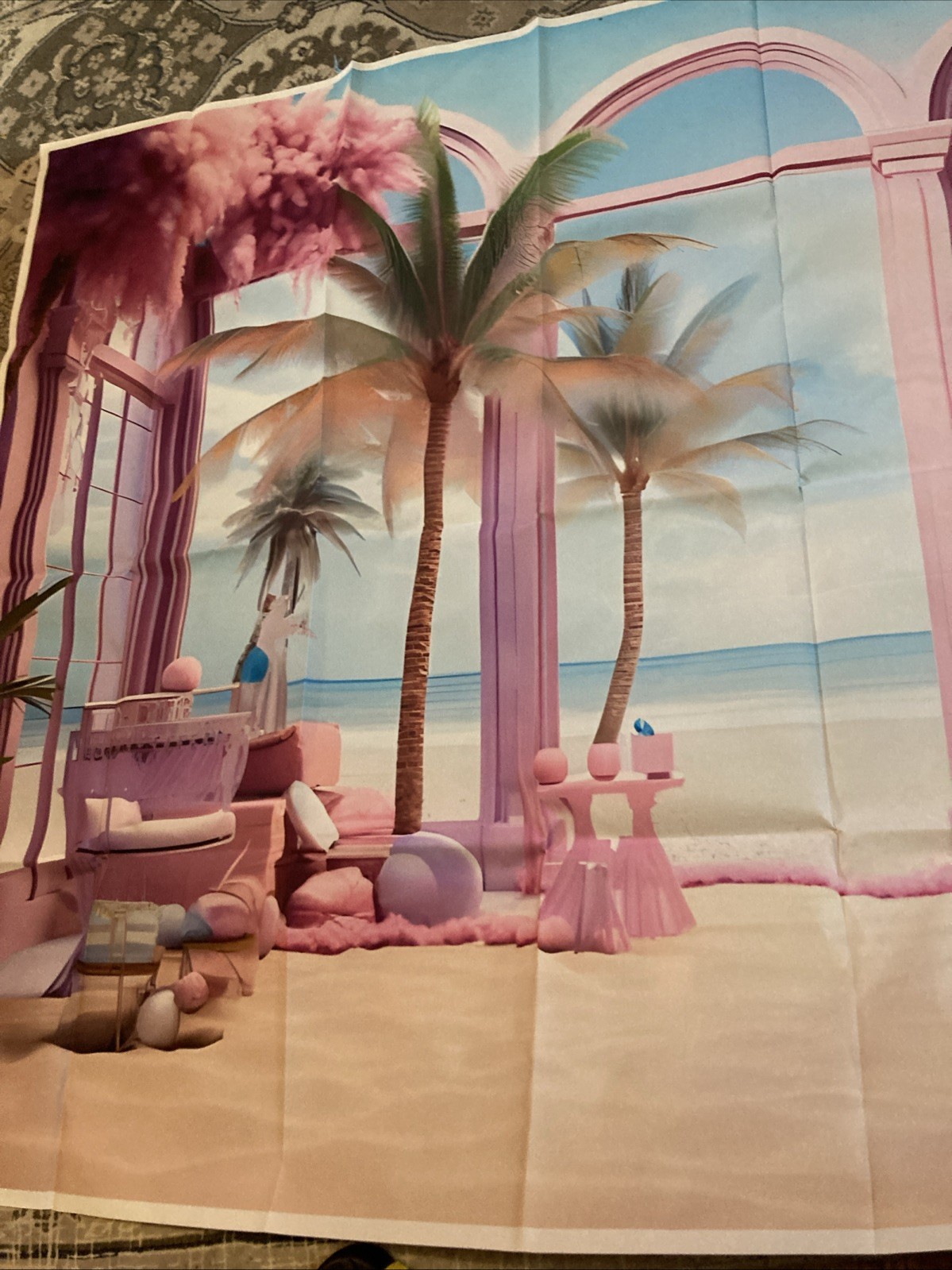 Summer Beach Backdrop Tropical Flower Palm Ocean Birthday 5×3
