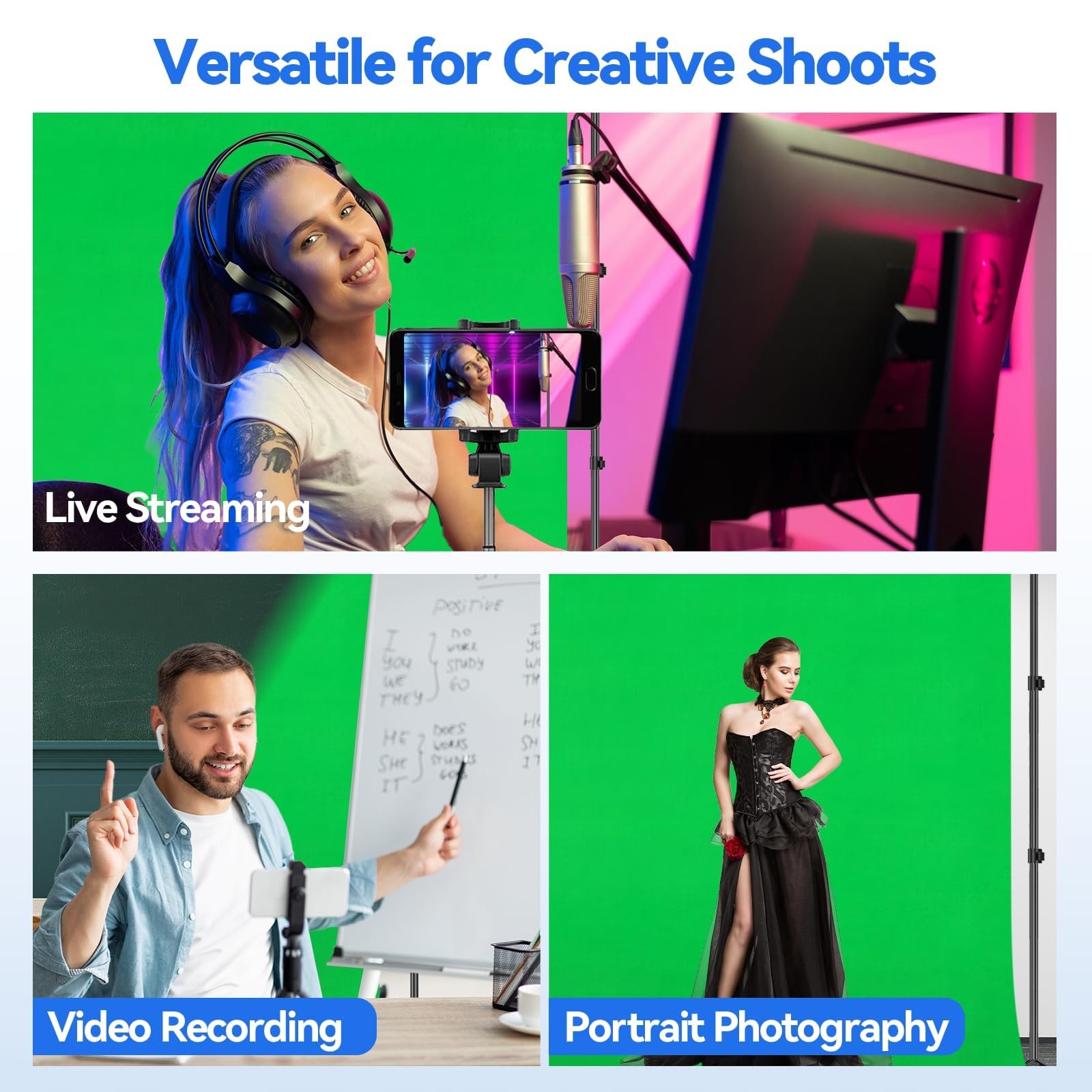 7 x 10ft Green Screen Backdrop Kit with Tripod Stand, Photography Background …