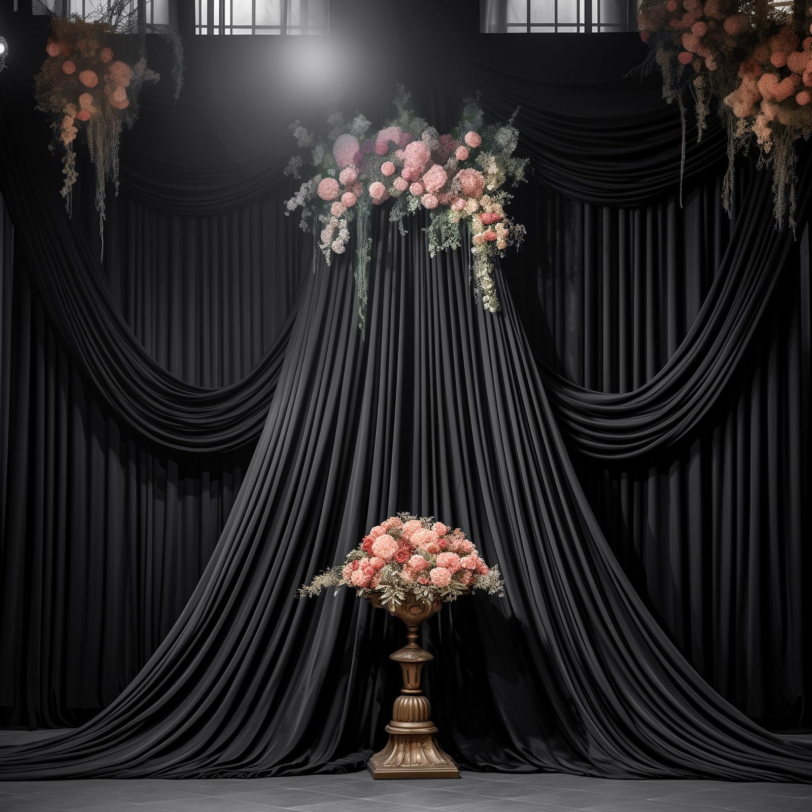 40x10FT Black Backdrop Curtains for Wedding W4′ x H10′(10 Panels),