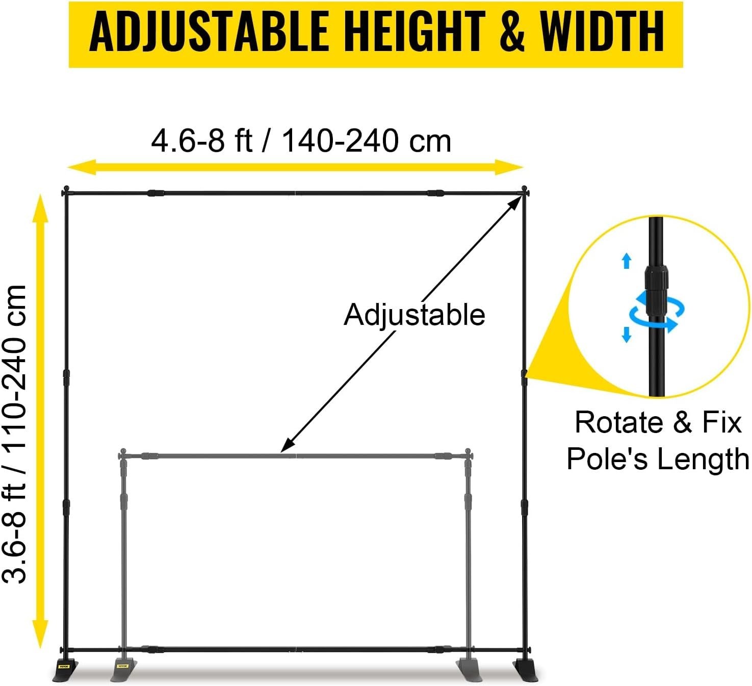 8×8 Ft Adjustable Backdrop Banner Stand with Carrying Bag