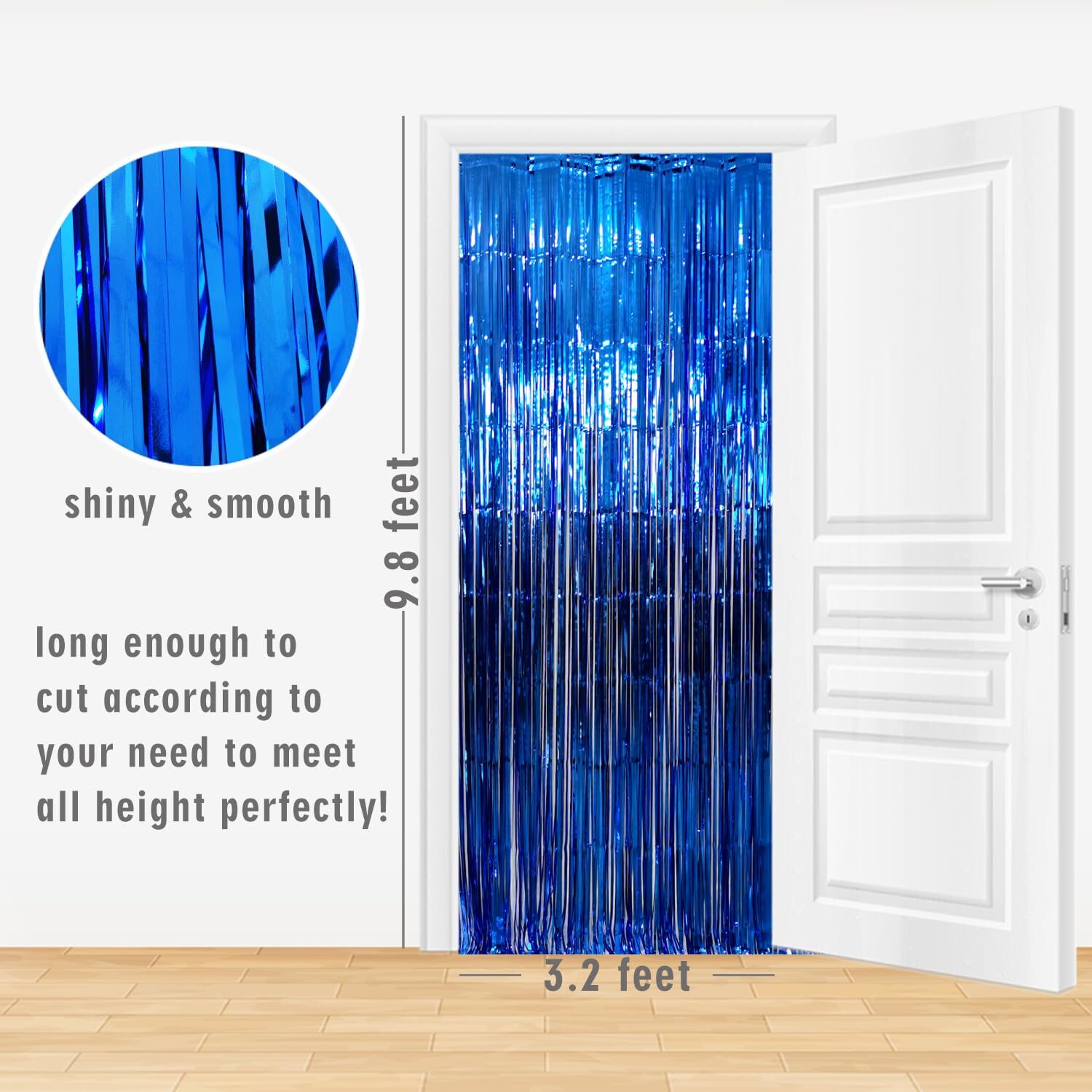 3.2×9.8ft Navy Blue Foil Fringe Curtain Tinsel Backdrop for Party Decoration