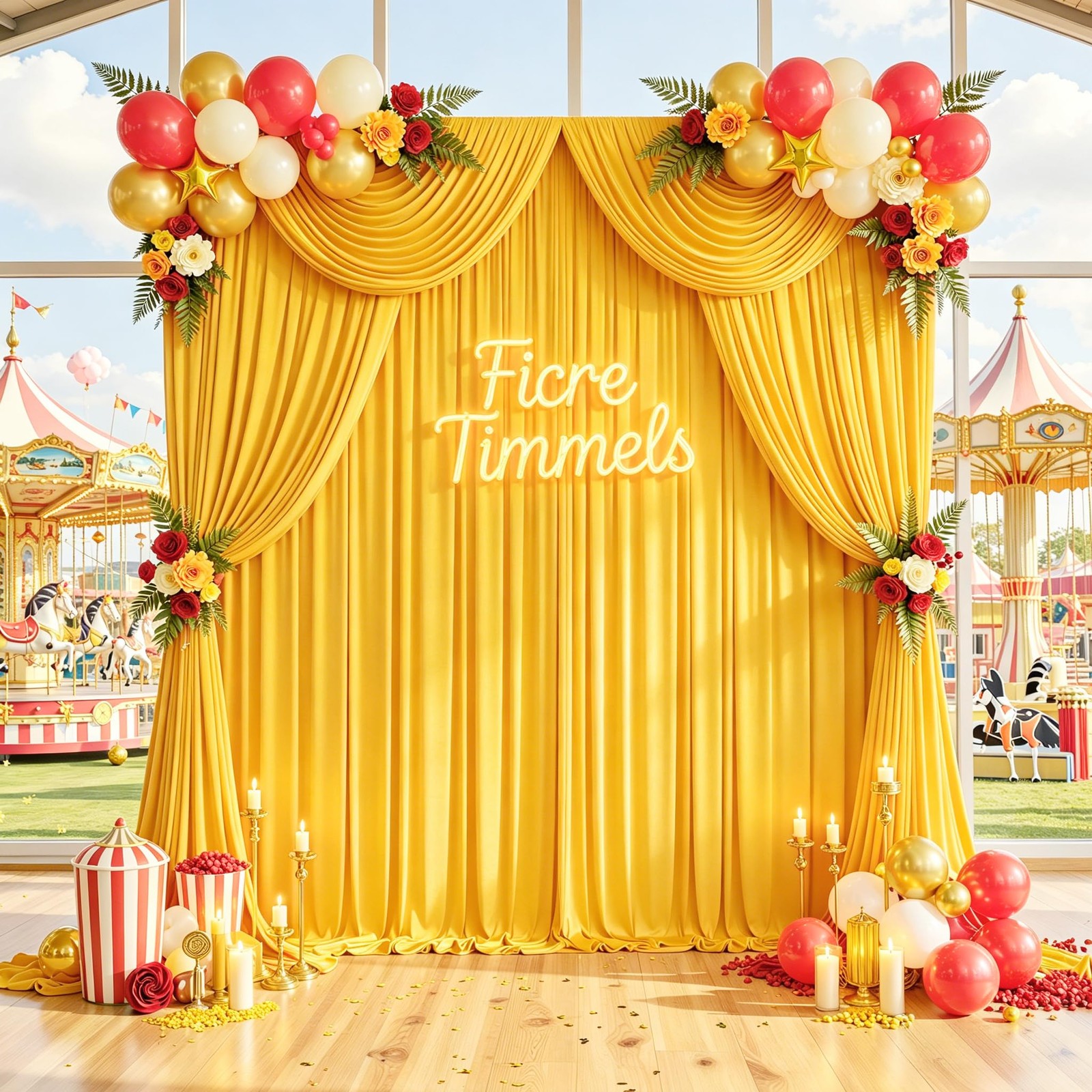 10x10ft Yellow Wrinkle Free Polyester Backdrop Curtain 2 Panels 5x10ft