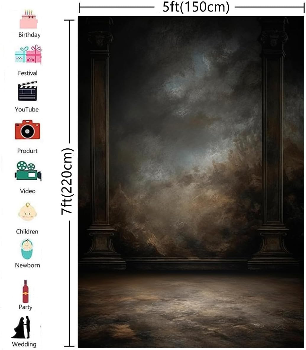 5X7Ft Dark Vintage Photography Backdrops Portrait Photo Backdrop Wedding Bridal