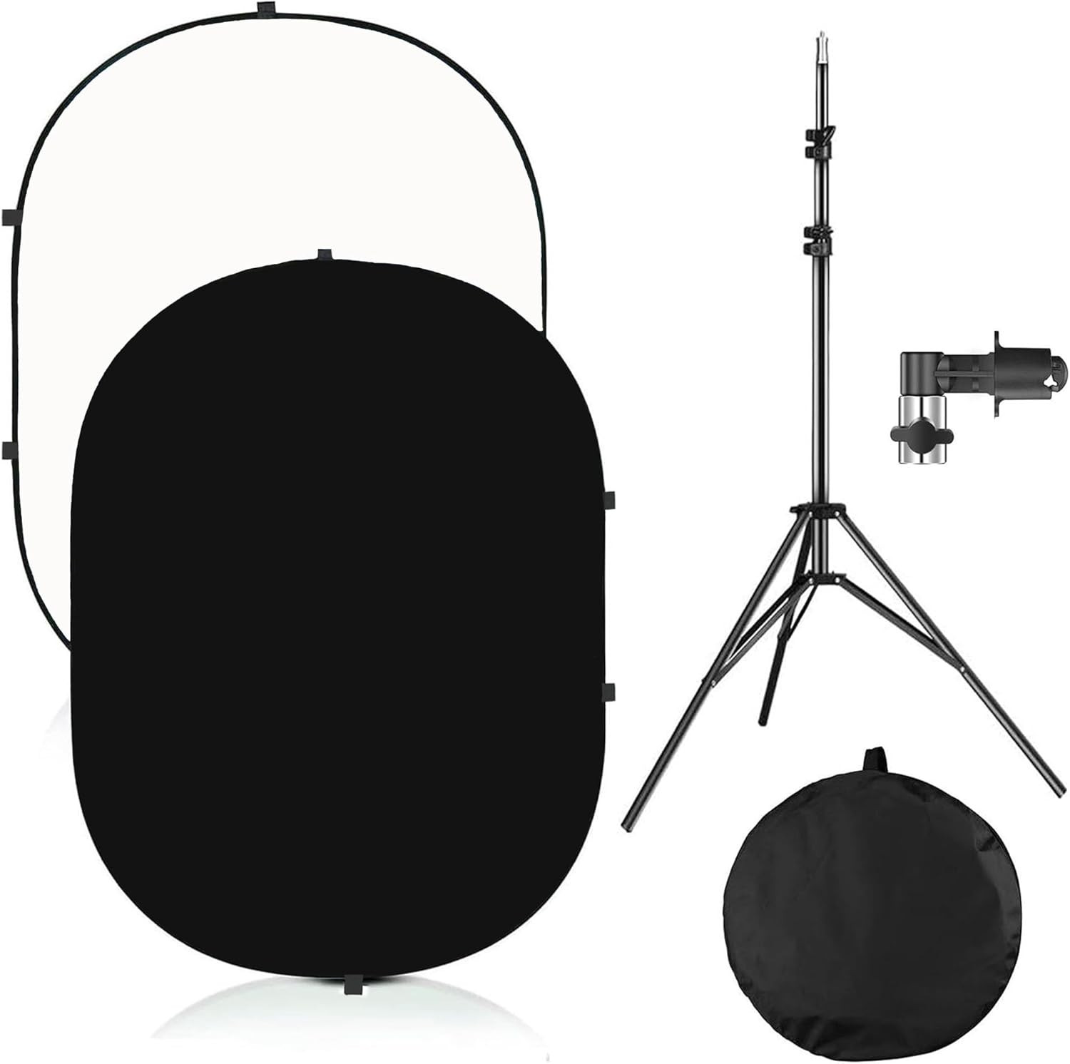 5X7Ft/1.5X2M Chromakey Black White Backdrop with 7.8Ft/2.4M Stand, 2-In-1 Revers