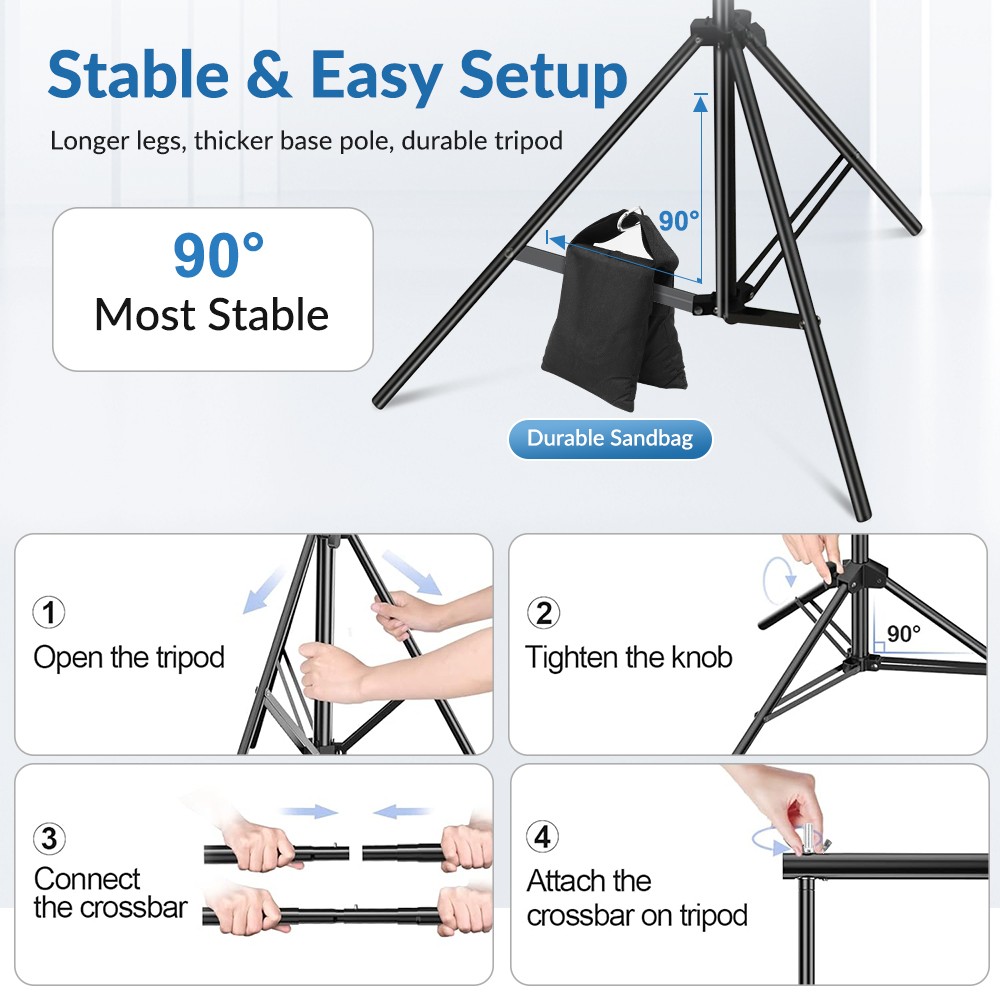 10FT Photography Adjustable Background Stand Support Photo Backdrop Crossbar Kit
