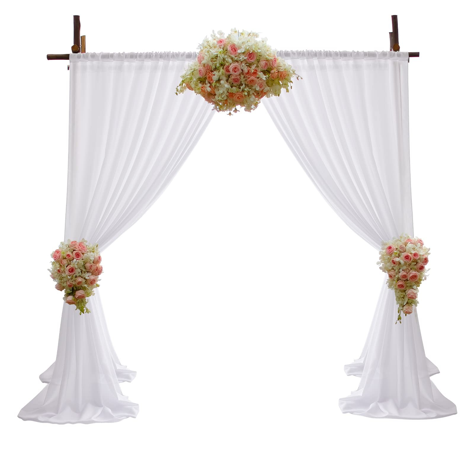 White Backdrop Curtains Party Polyester Photography Wedding Drapes 5x10ft 2 PCS