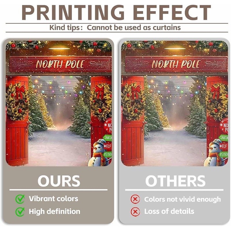7x5ft Fabric Christmas Backdrop Winter Forest Barn Door Pole Snowy Xmas Tree