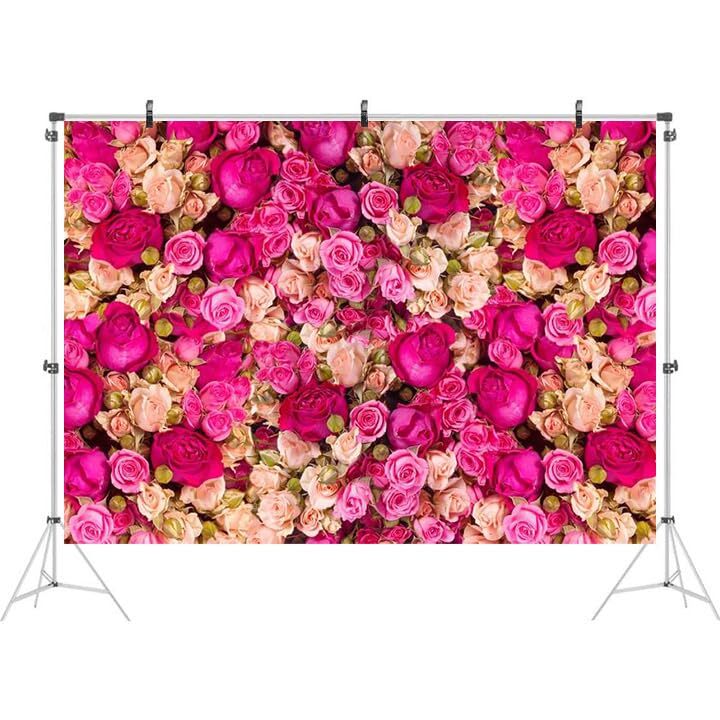 9x6ft Pink Red Rose Flowers Photography Backdrop Valentine’s Day Photo Backgr…