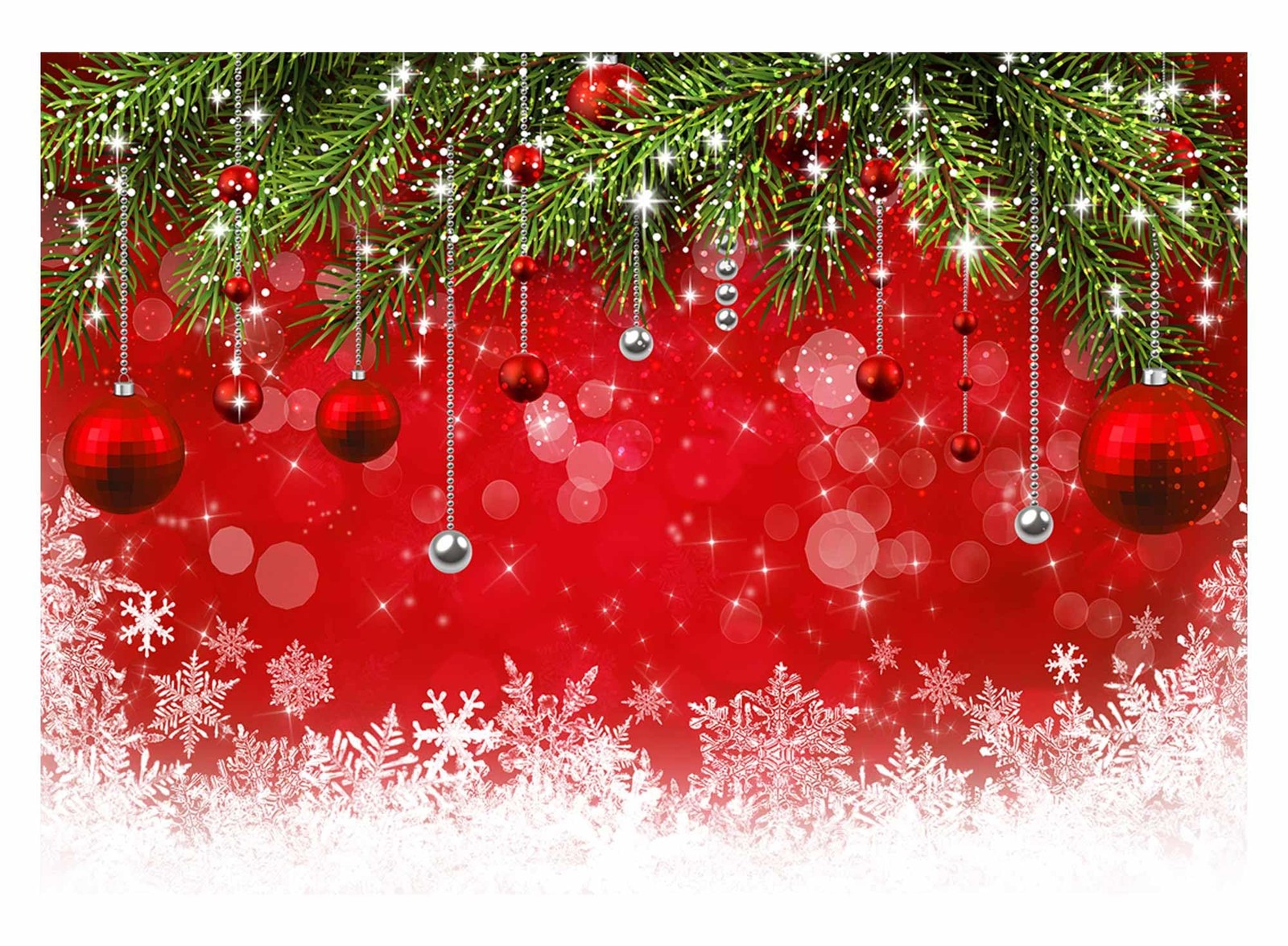 Allenjoy 7x5ft Snowflake Christmas Backdrop for Winter New Year 7’x5′, Red