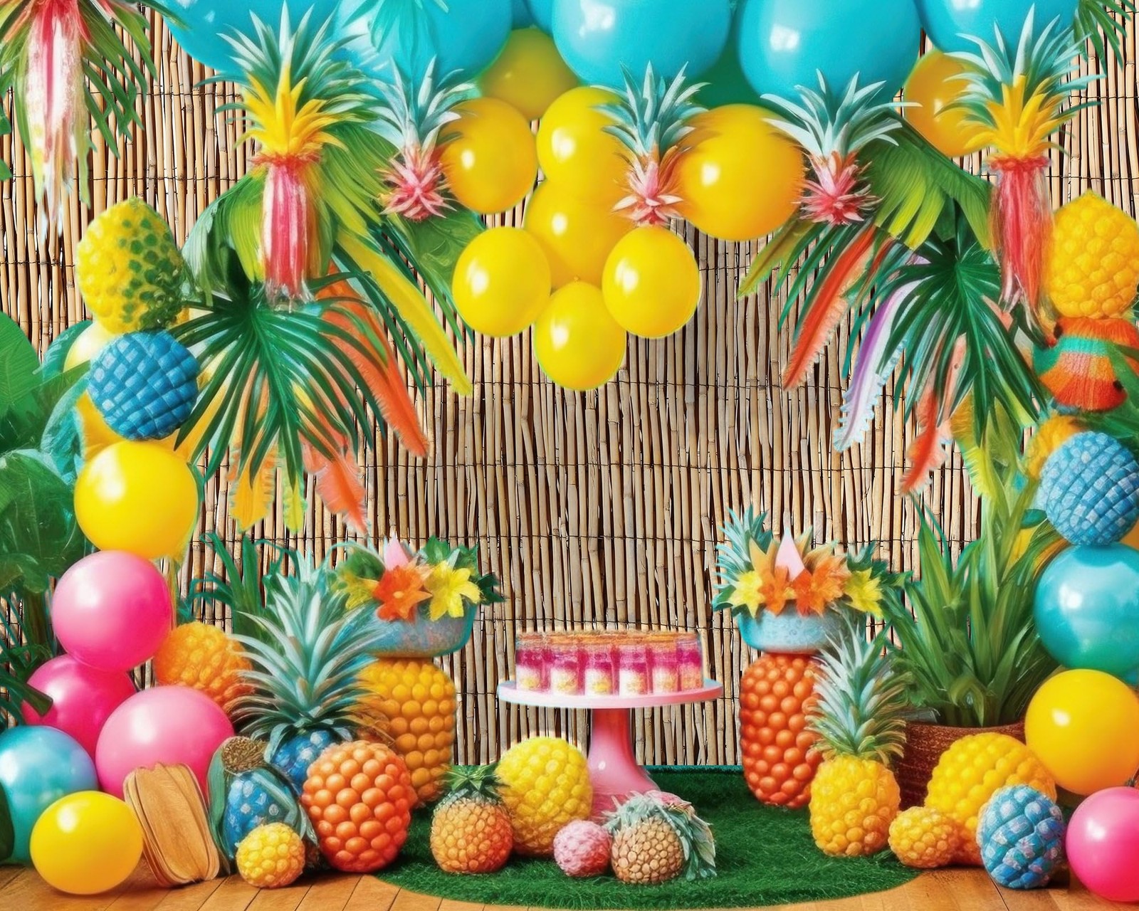 Barydat Hawaiian Beach Reed Backdrop Aloha Luau Party Tiki 10 x 8ft, natural
