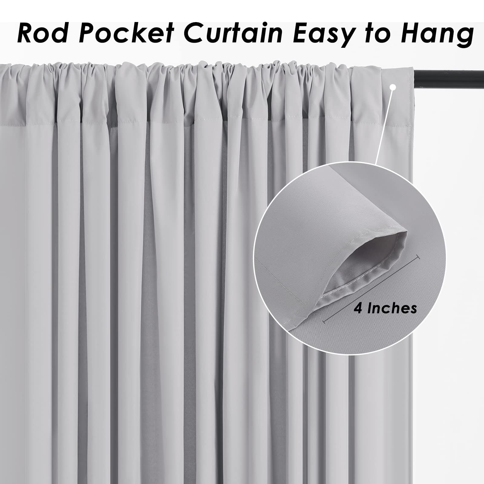 2 Panels 5×10 Ft Grey Polyester Wedding Backdrop Curtain Party Photo Drape