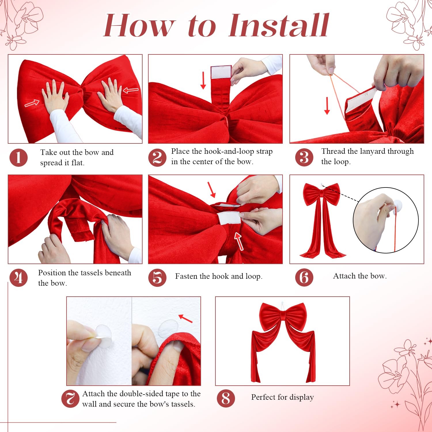 Giant Red Velvet Bow With Long Ribbon 75×23 Inch Backdrop Birthday Decor