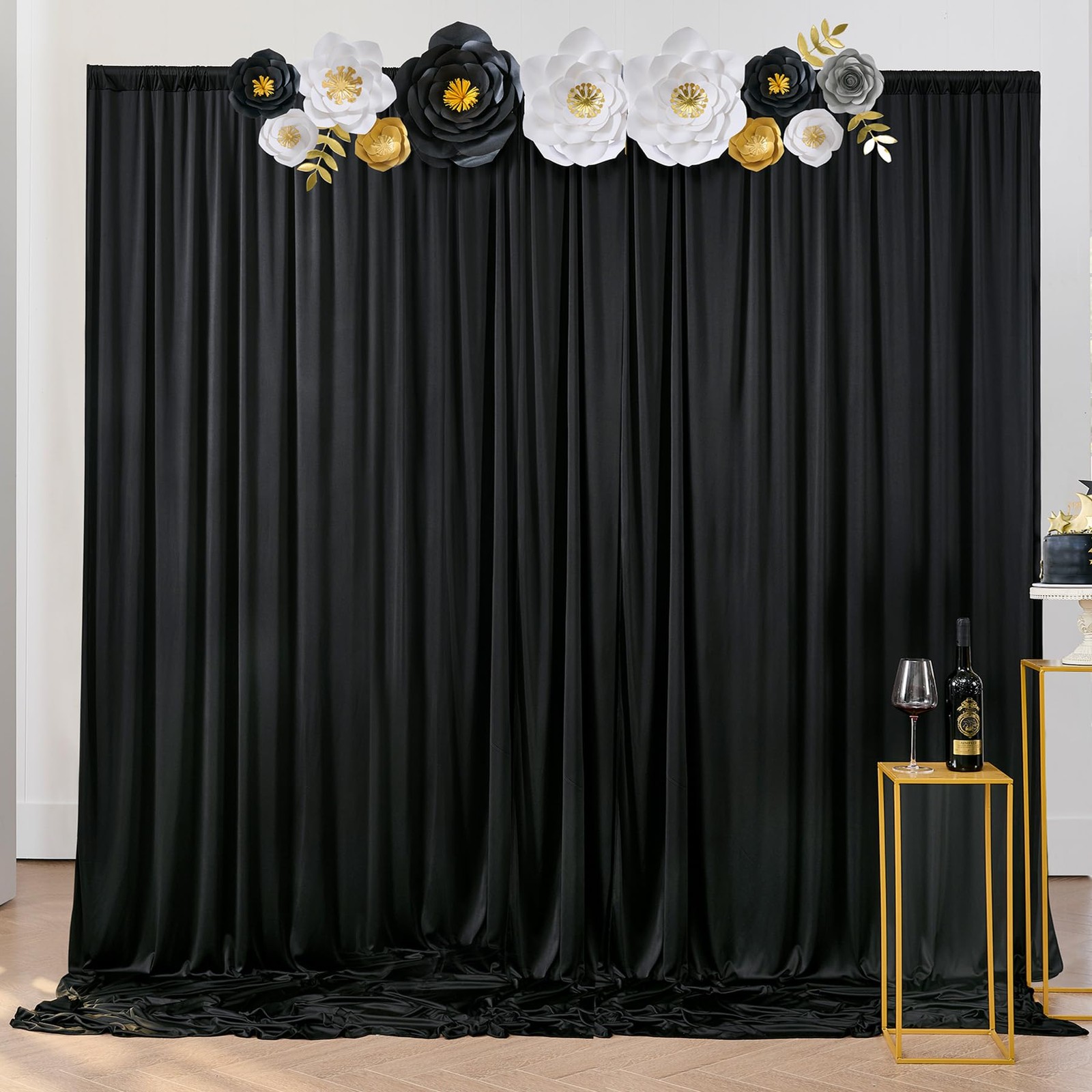 10ft x 7ft Black Backdrop Curtains, Wrinkle Free, Thick Fabric, Photo Drapes