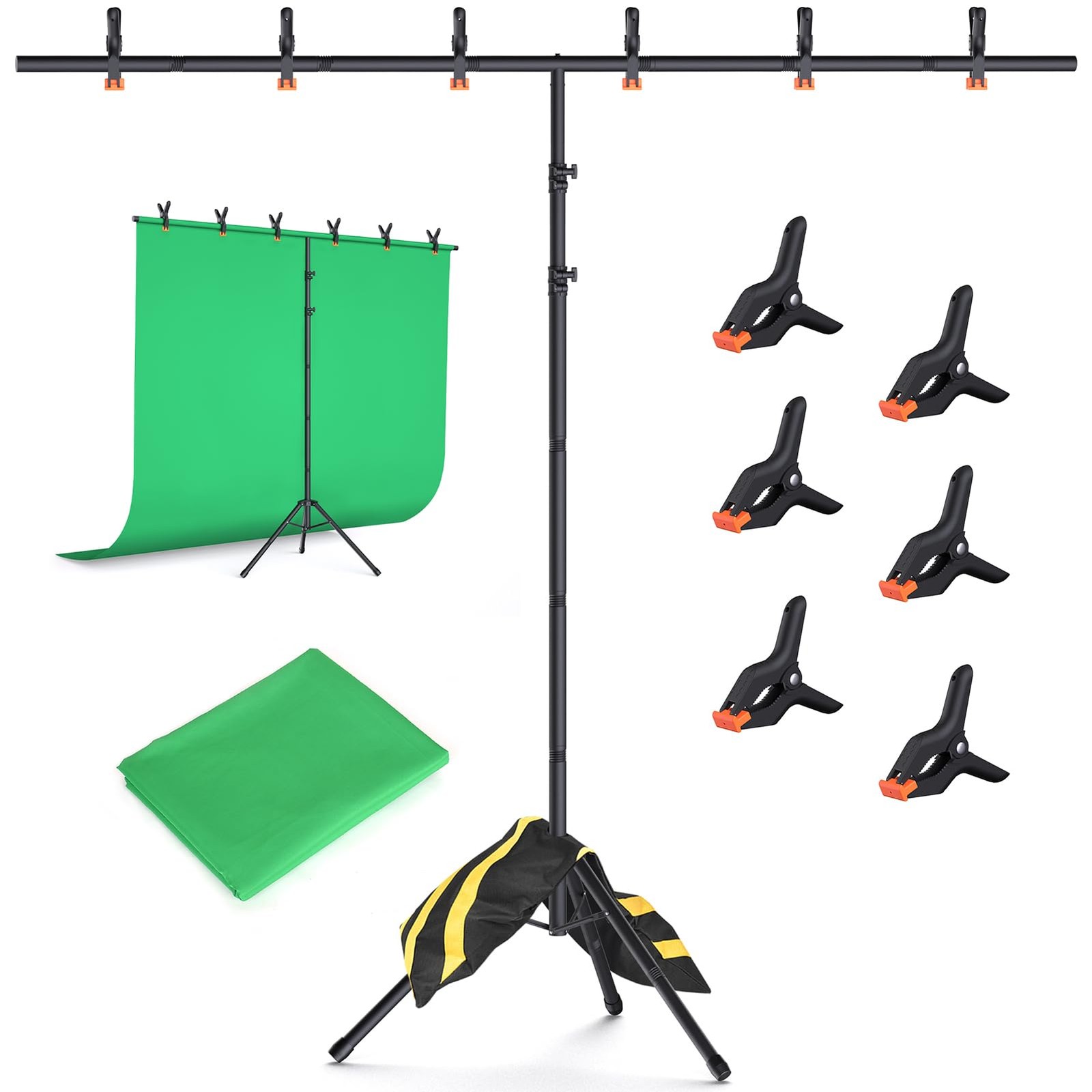 Green Screen Backdrop Kit with Stand, 8×7.2ft Portable GreenScreen Background…
