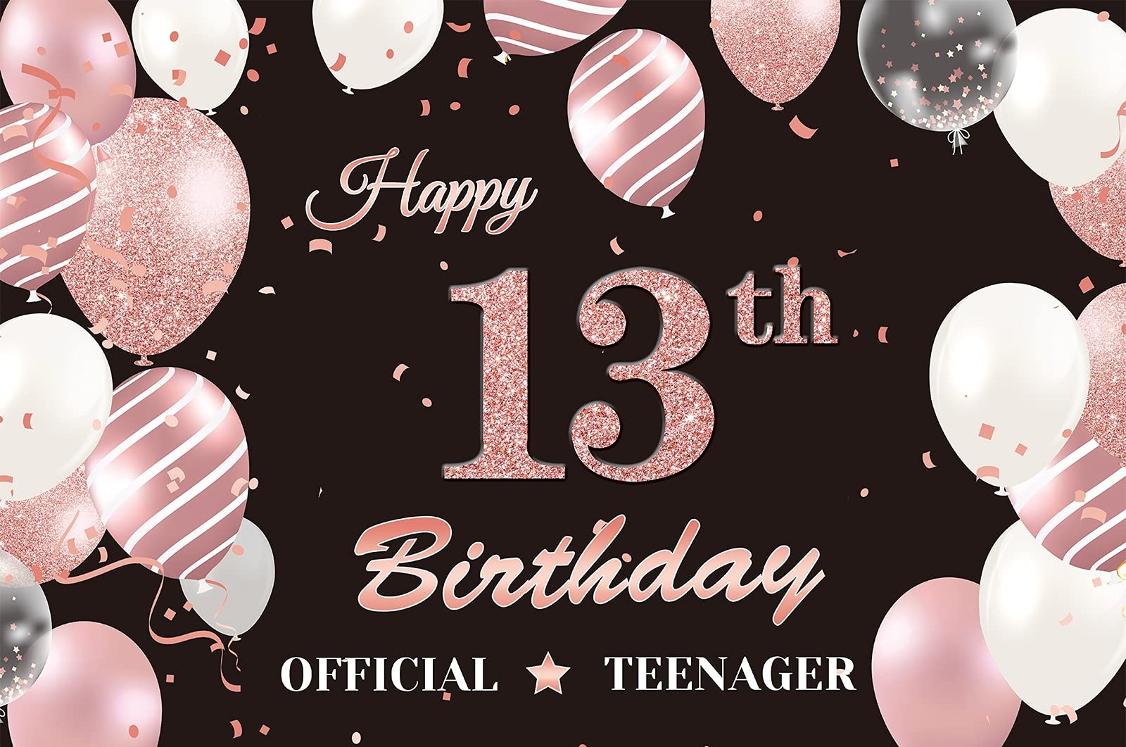 13th Birthday Banner Backdrop, Official Teenager 13 Birthday Party Sign, Happ…