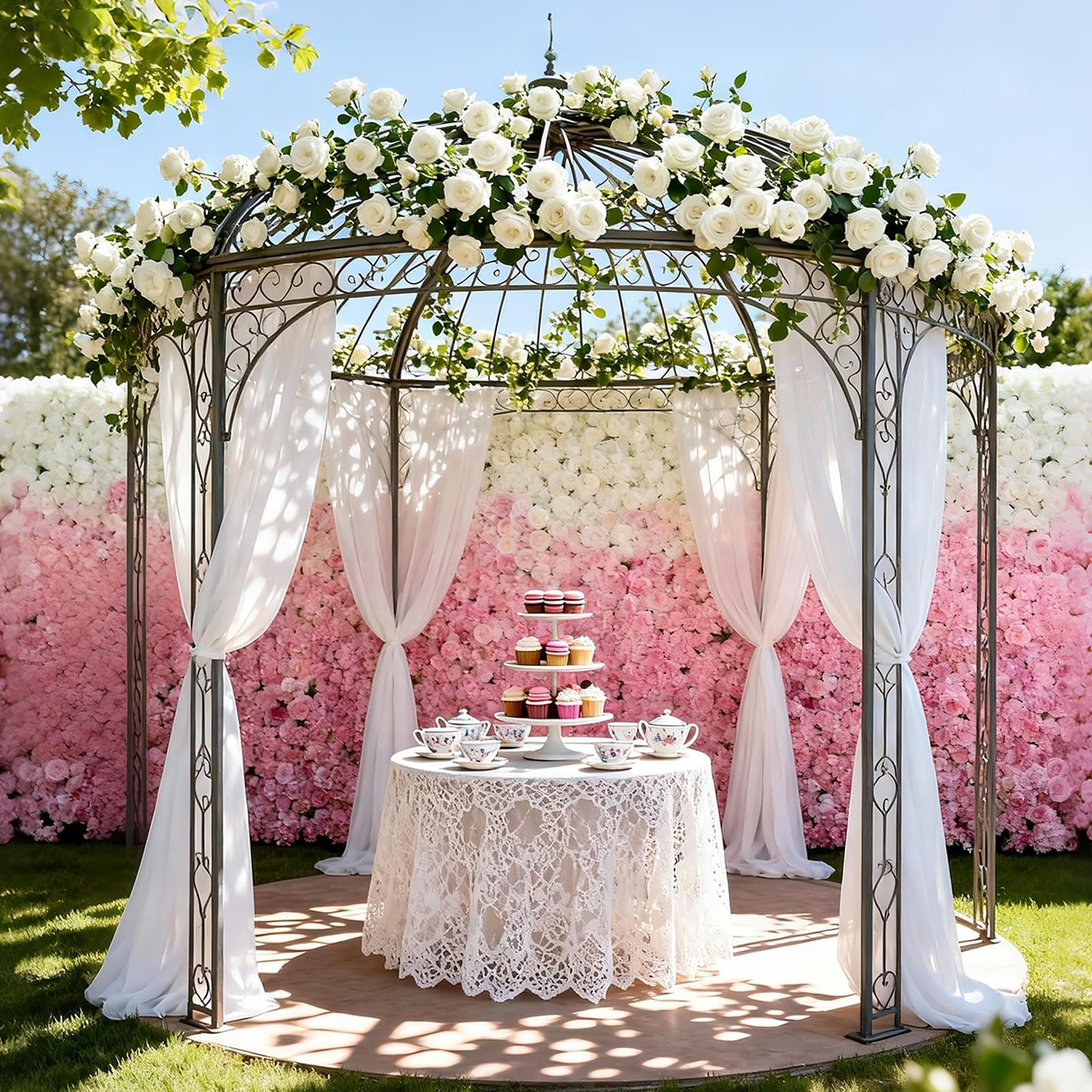 2 PCS 29.5 Inch x 19 FT White Wedding Arch Sheer Draping Fabric Drapes Decor