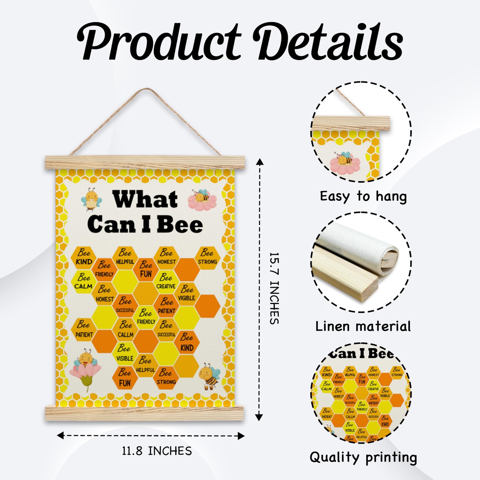 Honey Bee Classroom Posters Decor, What Can I Bee Hanging Canvas Flag Decor F…