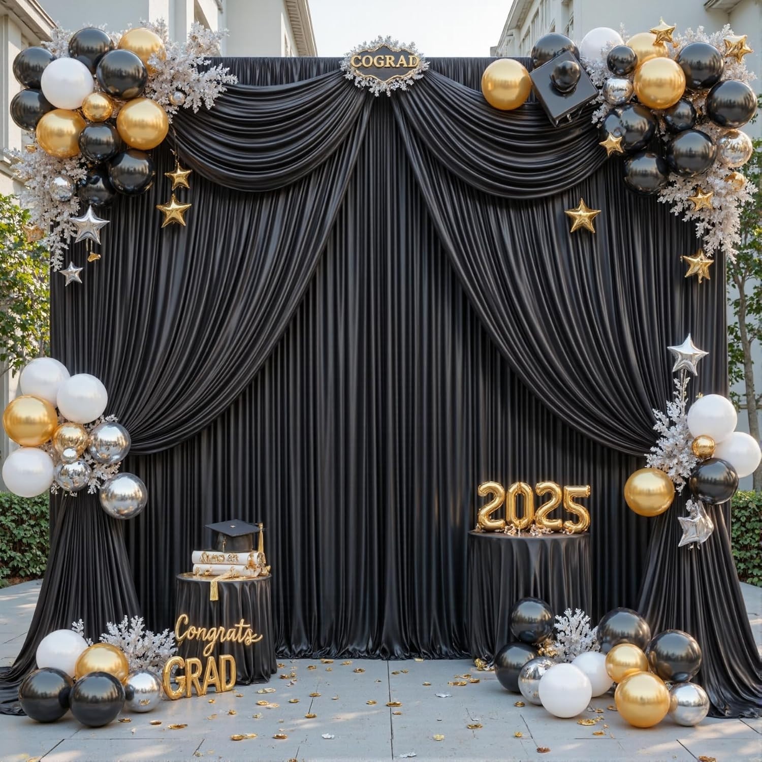 Elegant Black 20ft x 10ft Backdrop for Photography & Parties – 4 Panels Included