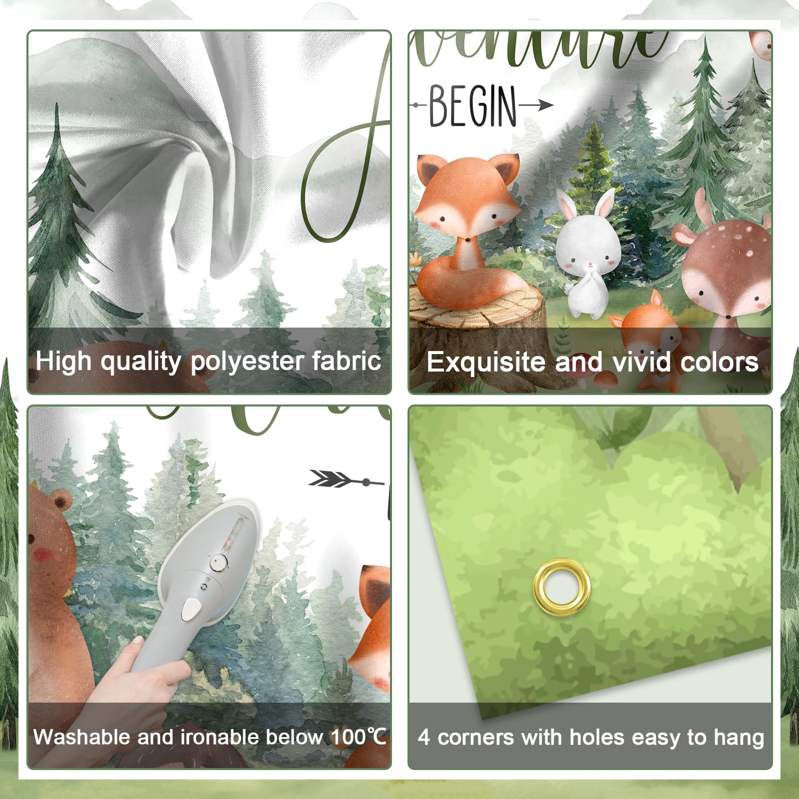 Woodland Baby Shower Backdrop Banner Woodland Animals Mountain Wilderness Bab