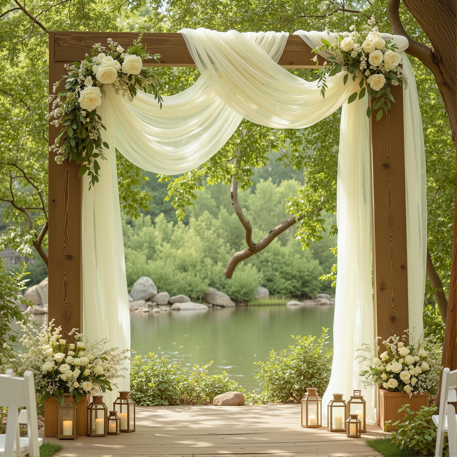 1 PCS 28 Inch x 19 Ft Ivory Sheer Wedding Arch Backdrop Curtain Drape Party