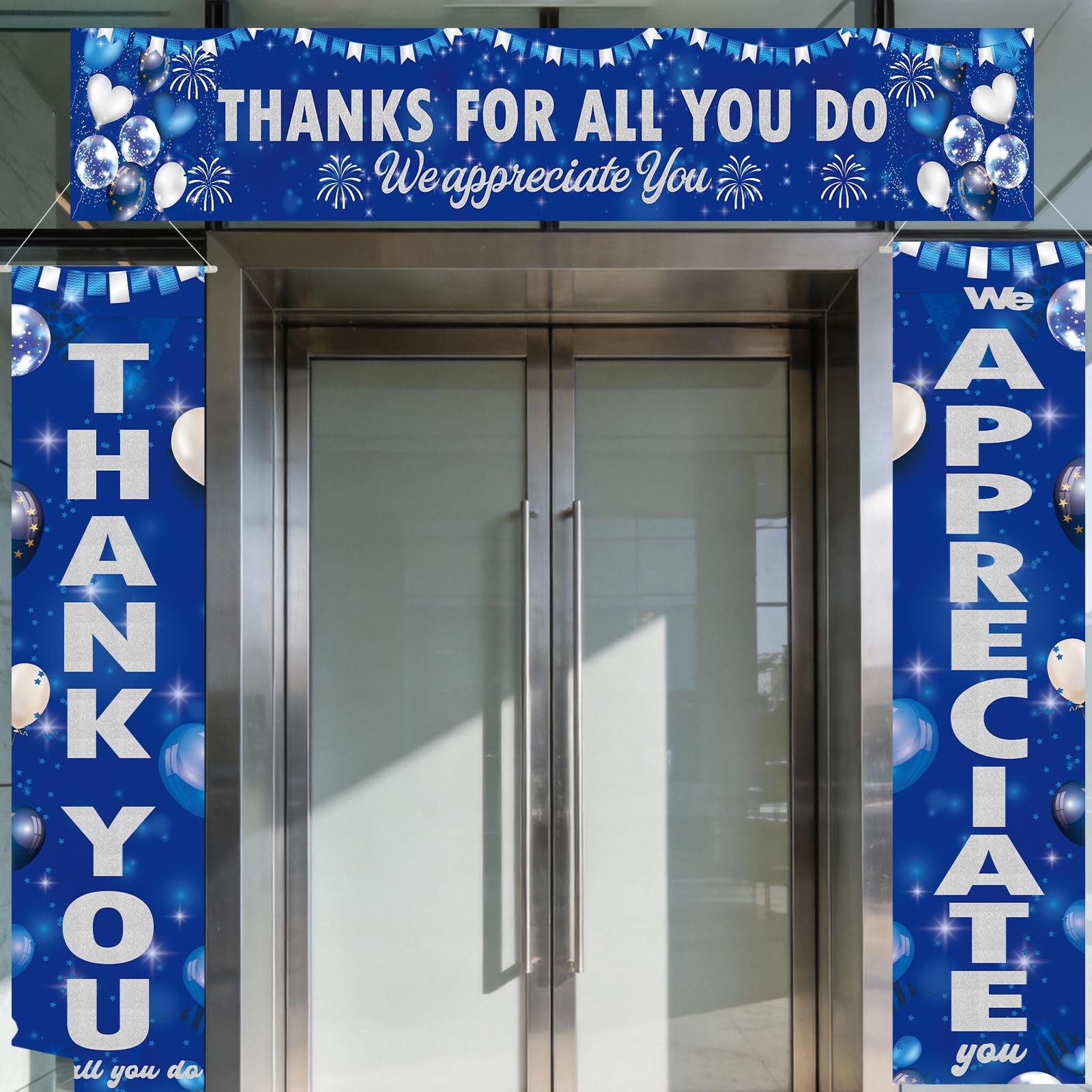 Employee Appreciation Party Decorations Door Banners 3Pcs Blue Thank You Appr…