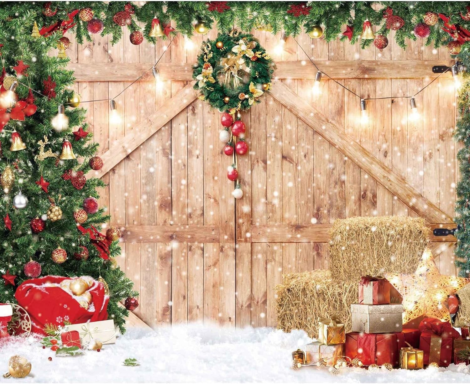Vibrant 10ft x 8ft Christmas Backdrop – Perfect for Capturing Holiday Memories